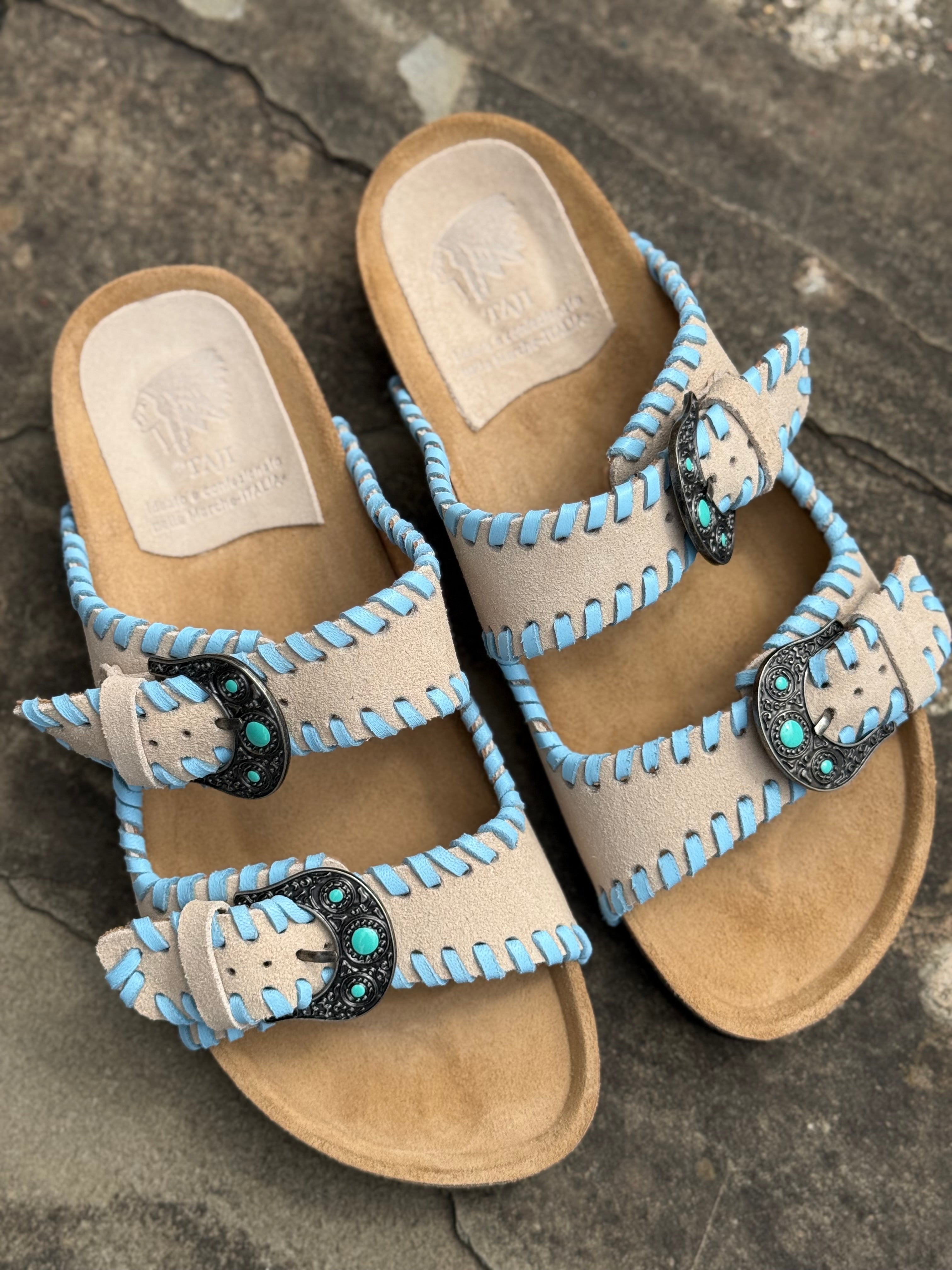 Sandalo Taji Buckle Beat Suede Sky (11976600387924)