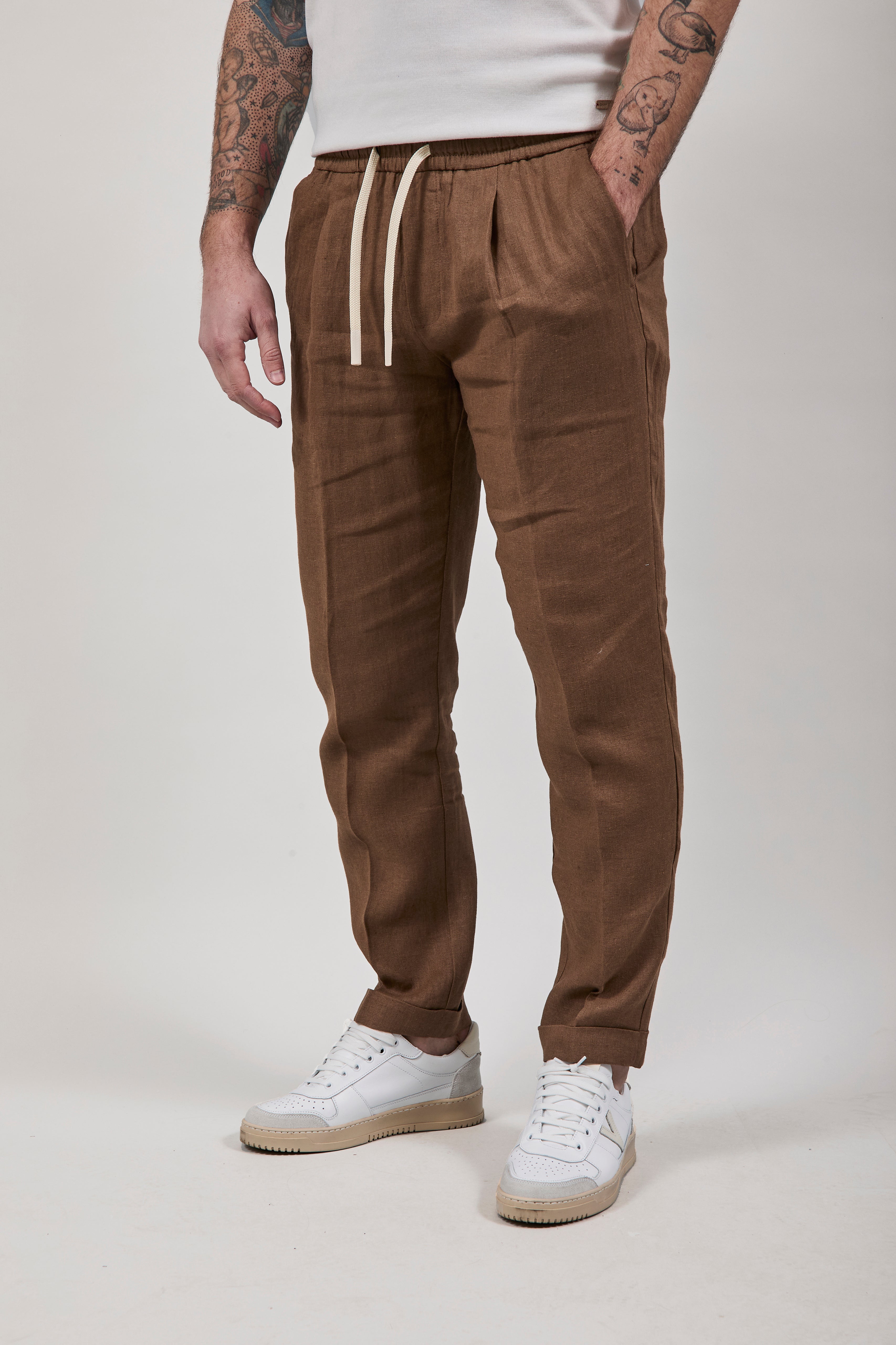 Pantalaccio Over-d Lino Cacao P75