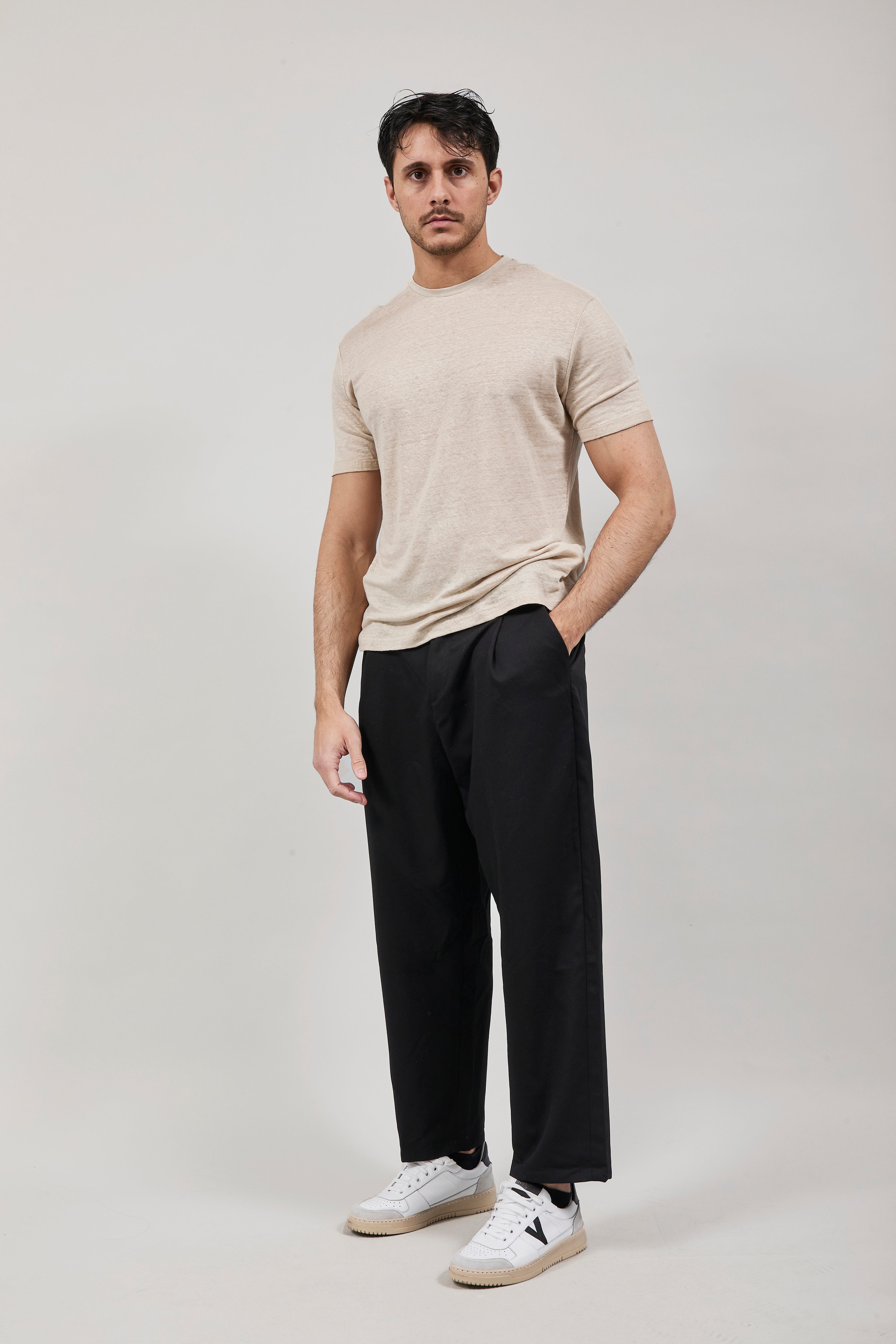 T-shirt Gianni Lupo Lino Beige 087