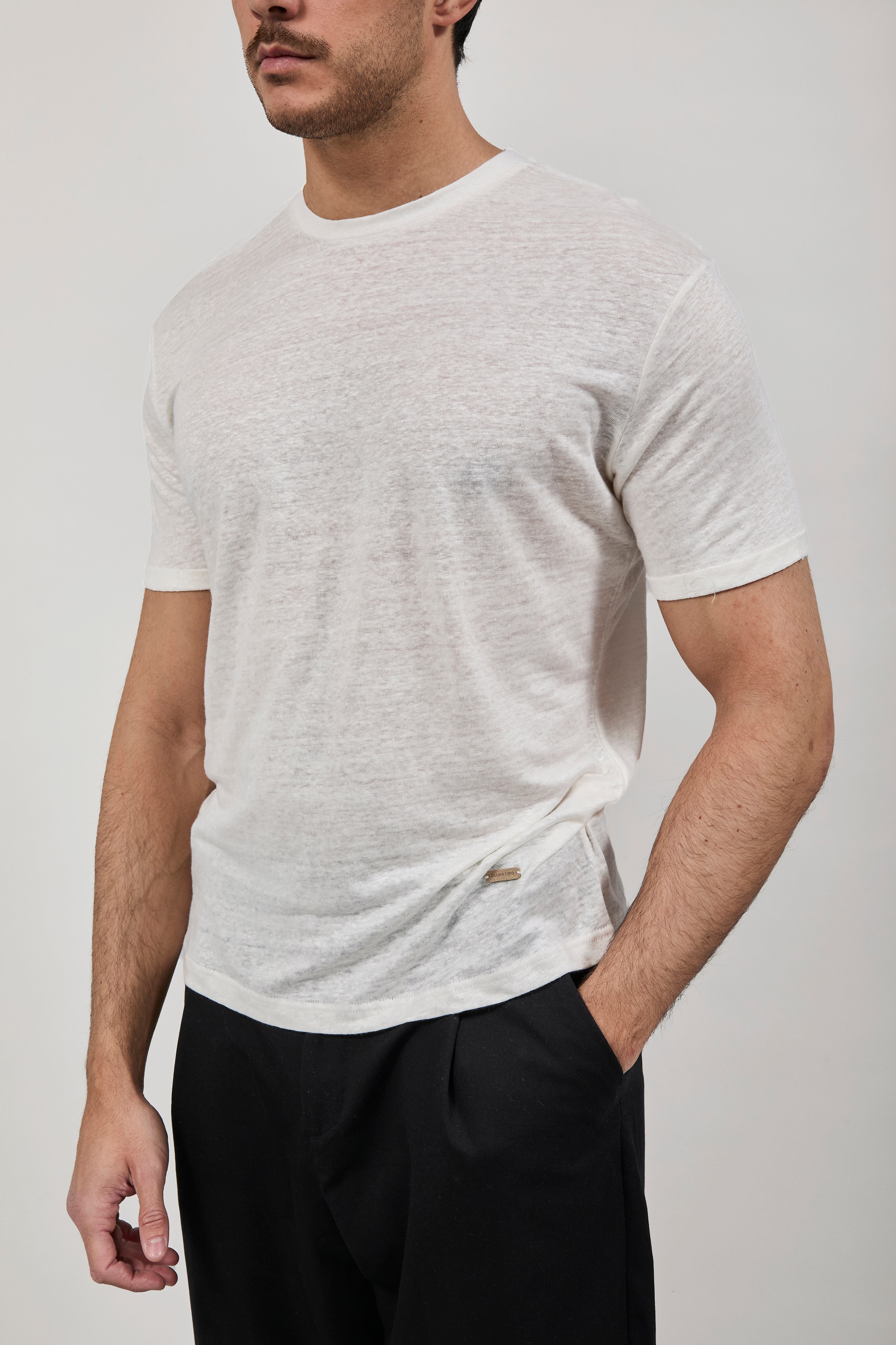 T-shirt Gianni Lupo Lino Bianco 087