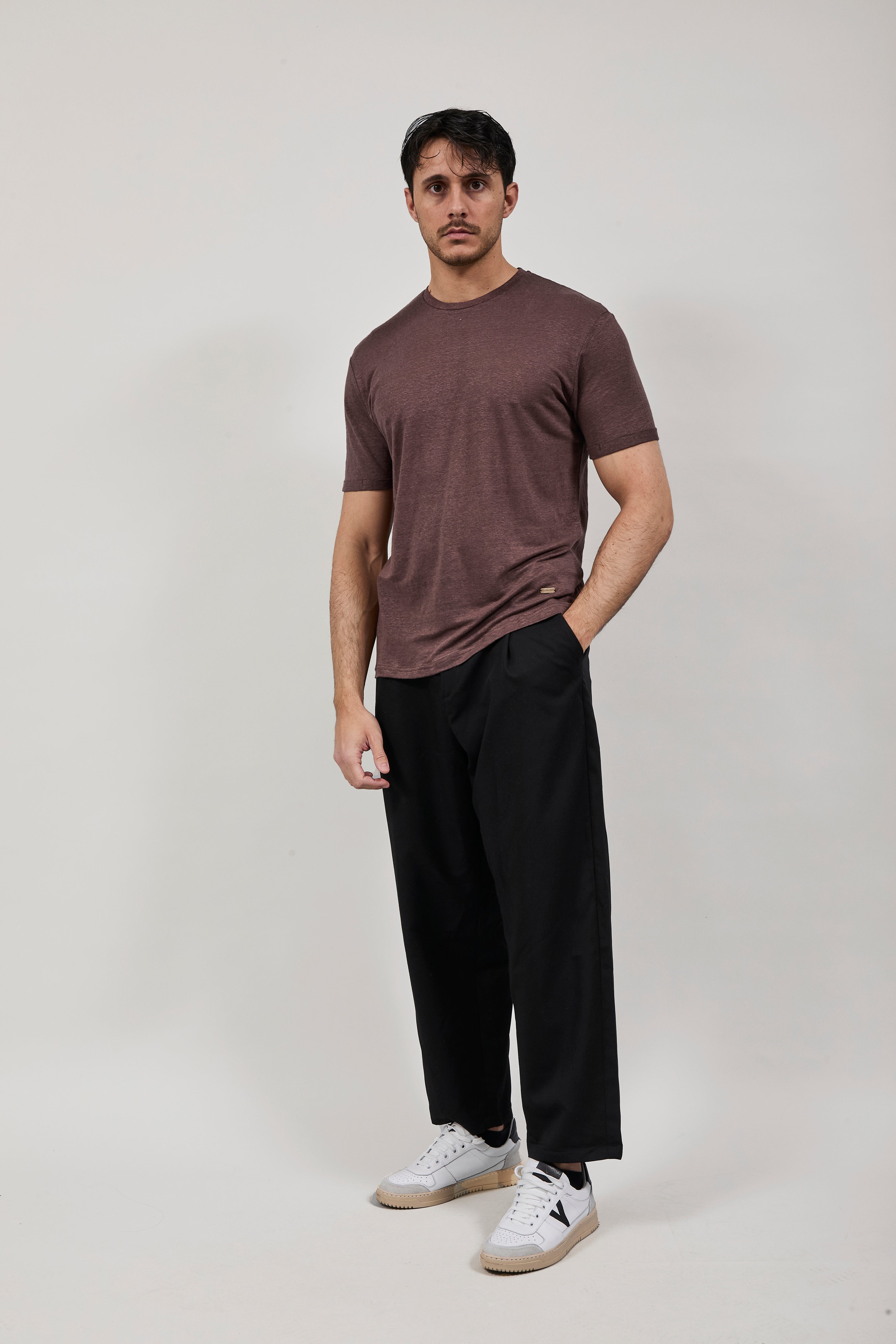 T-shirt Gianni Lupo Lino Cioccolato 087