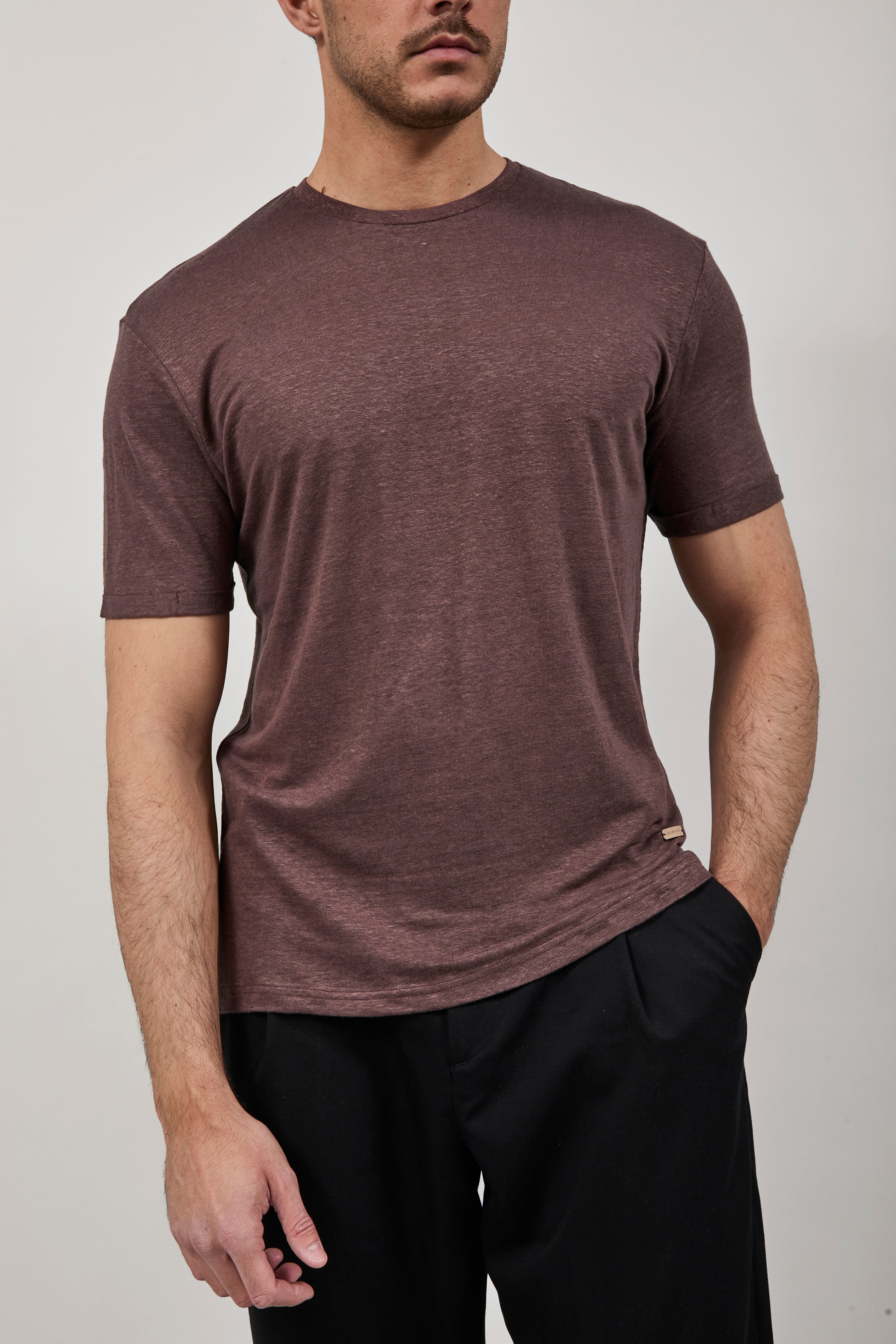 T-shirt Gianni Lupo Lino Cioccolato 087