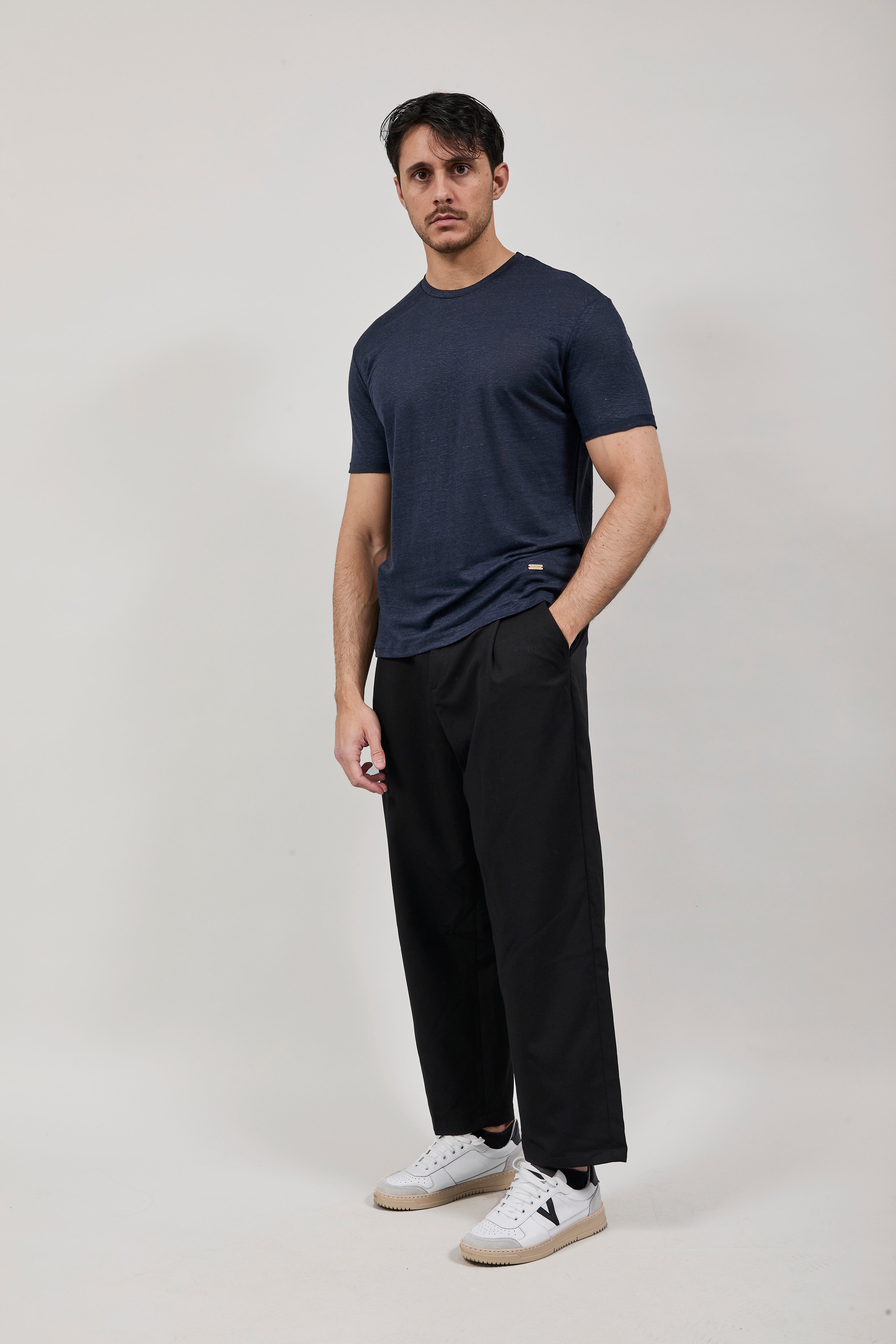 T-shirt Gianni Lupo Lino Navy 087
