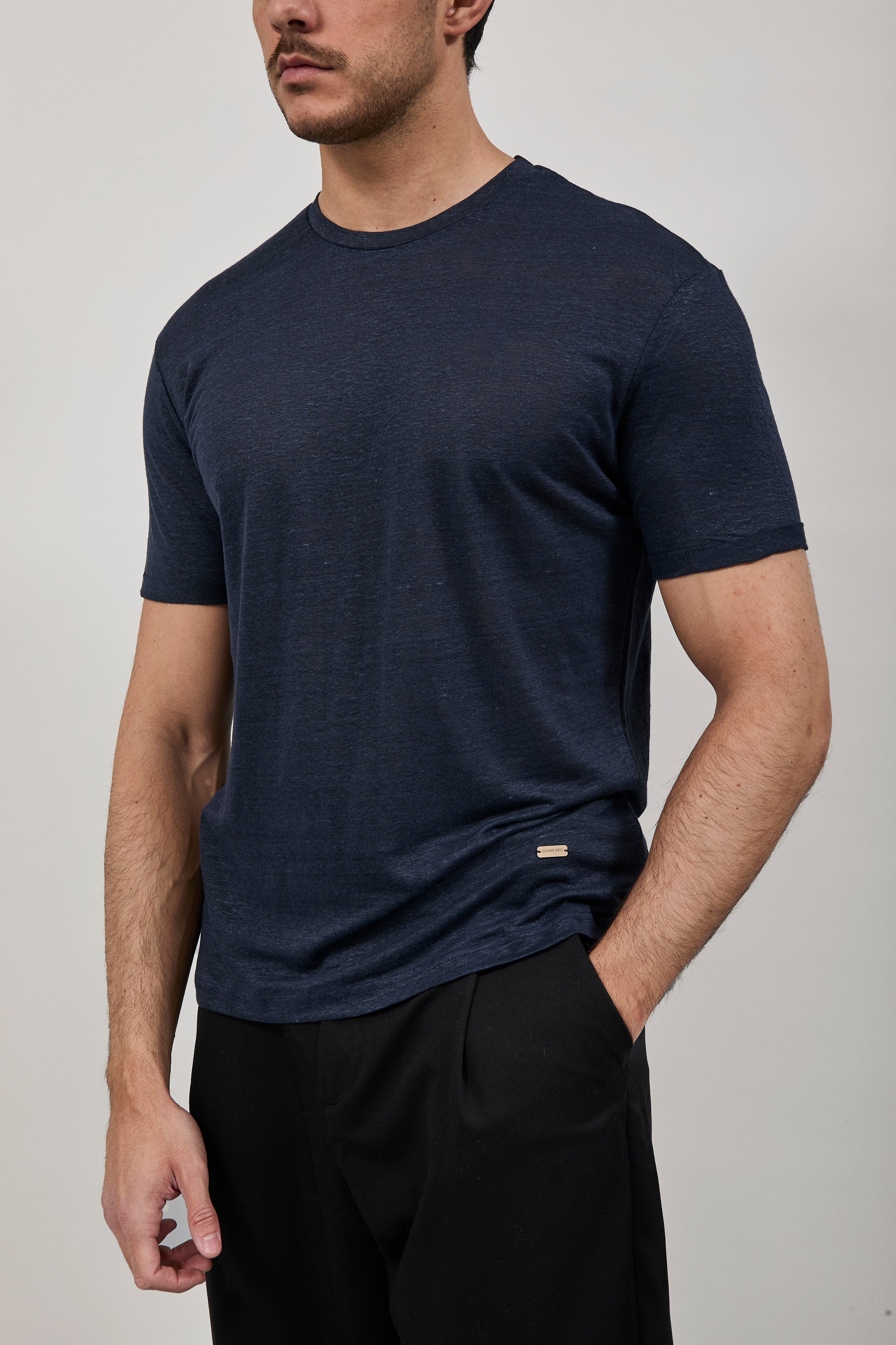 T-shirt Gianni Lupo Lino Navy 087