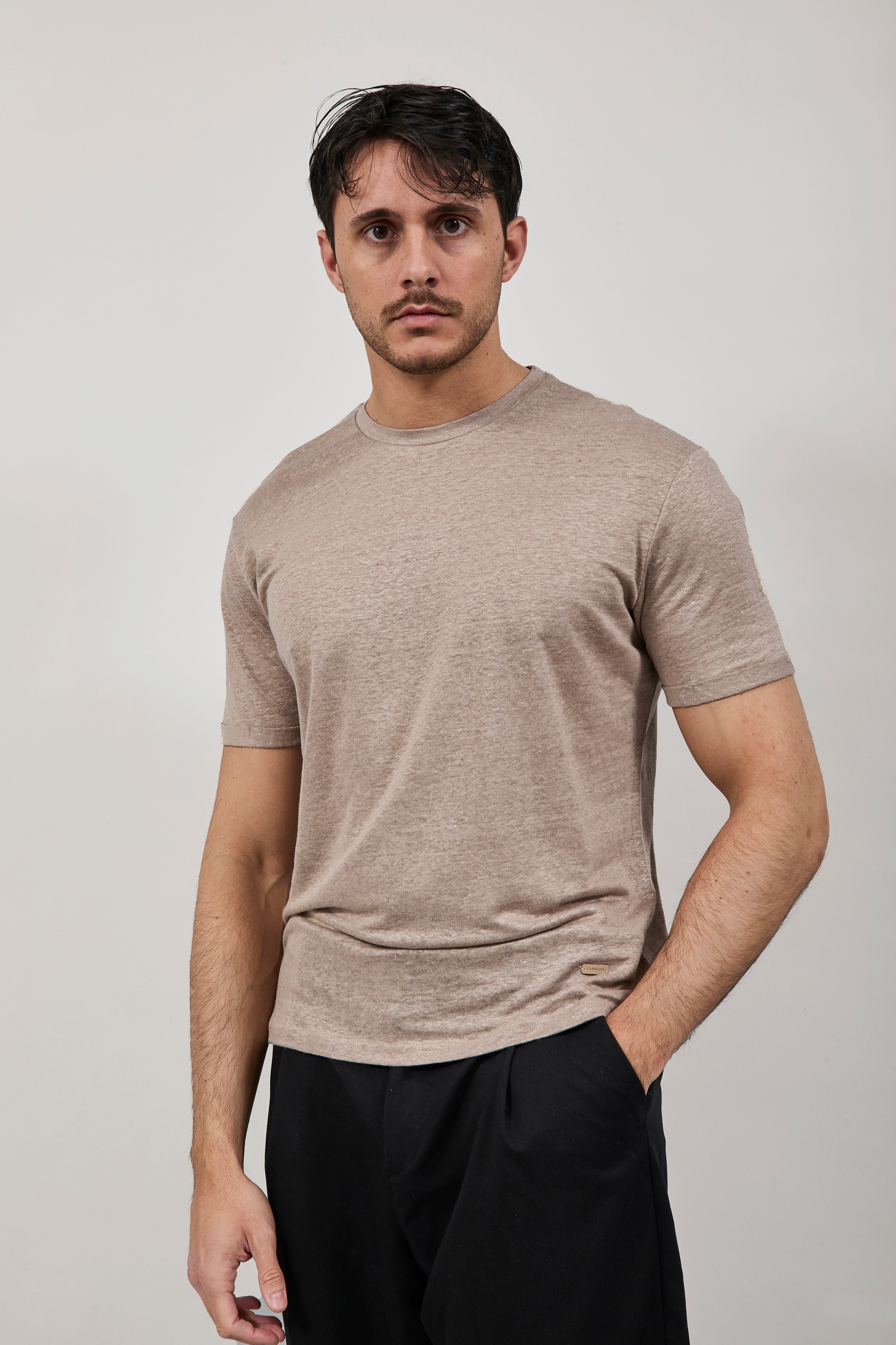 T-shirt Gianni Lupo Lino Mud 087