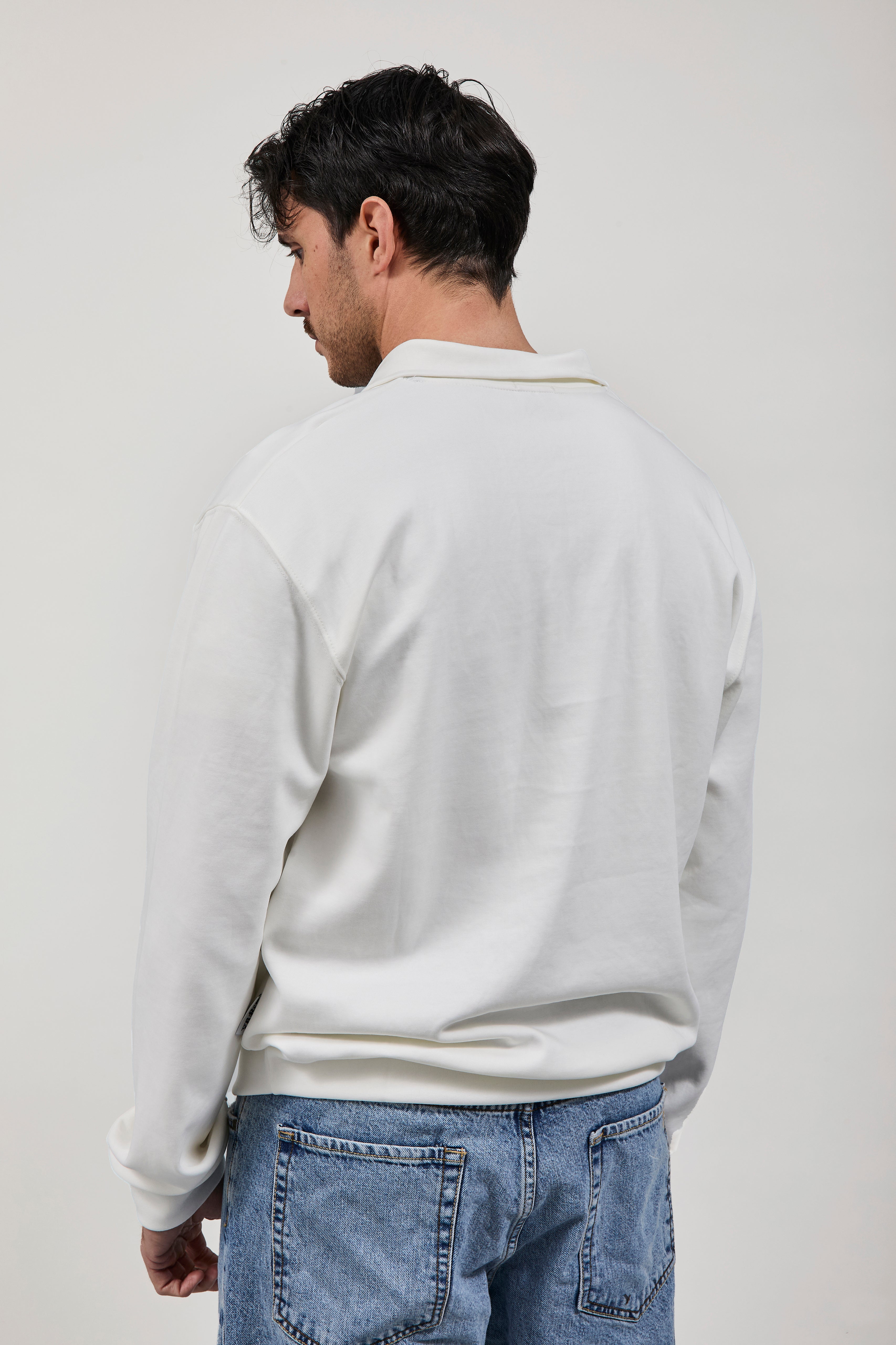 Felpa Berna Polo Zip Interlock Panna
