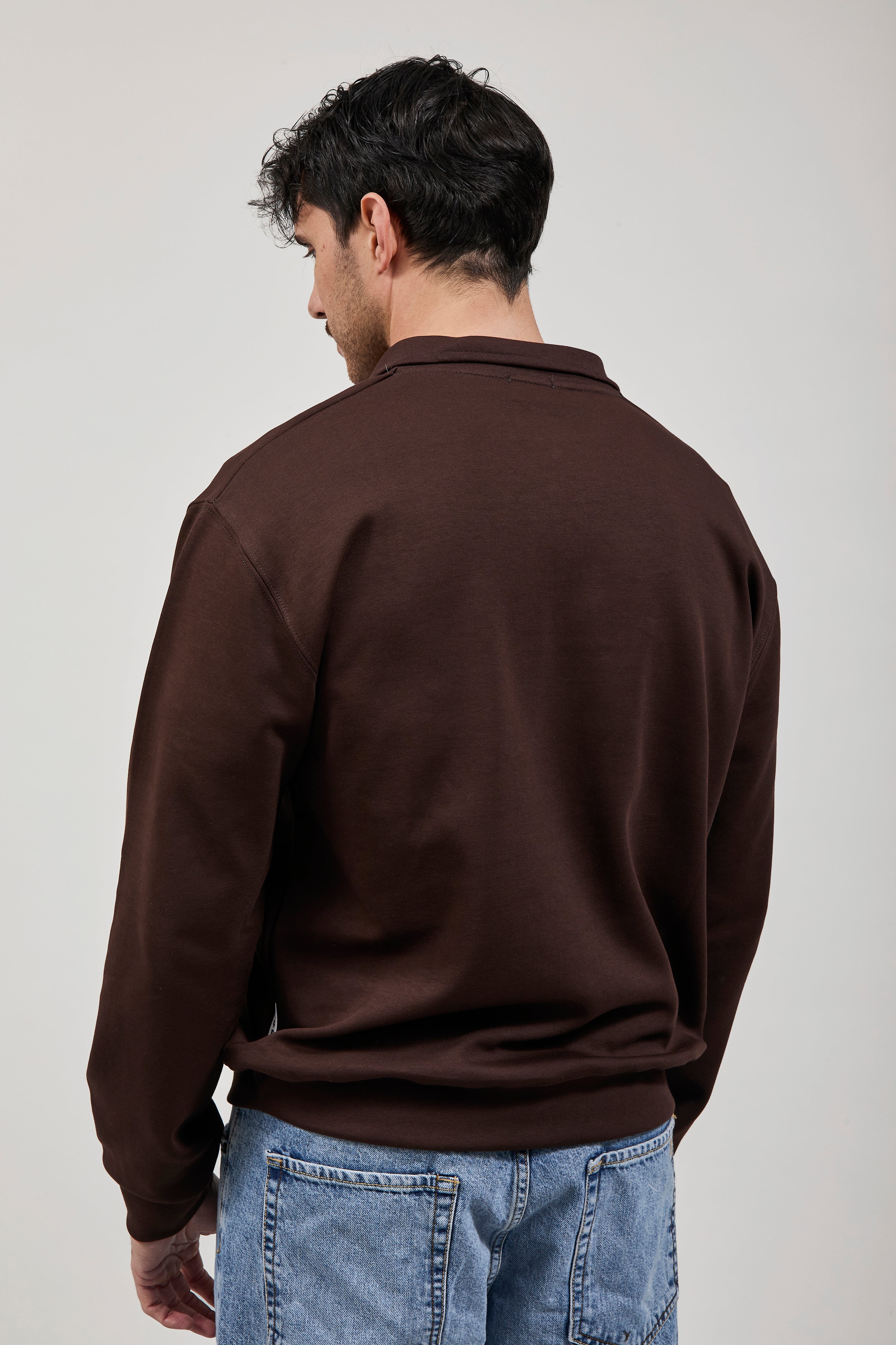 Felpa Berna Polo Zip Interlock Moro
