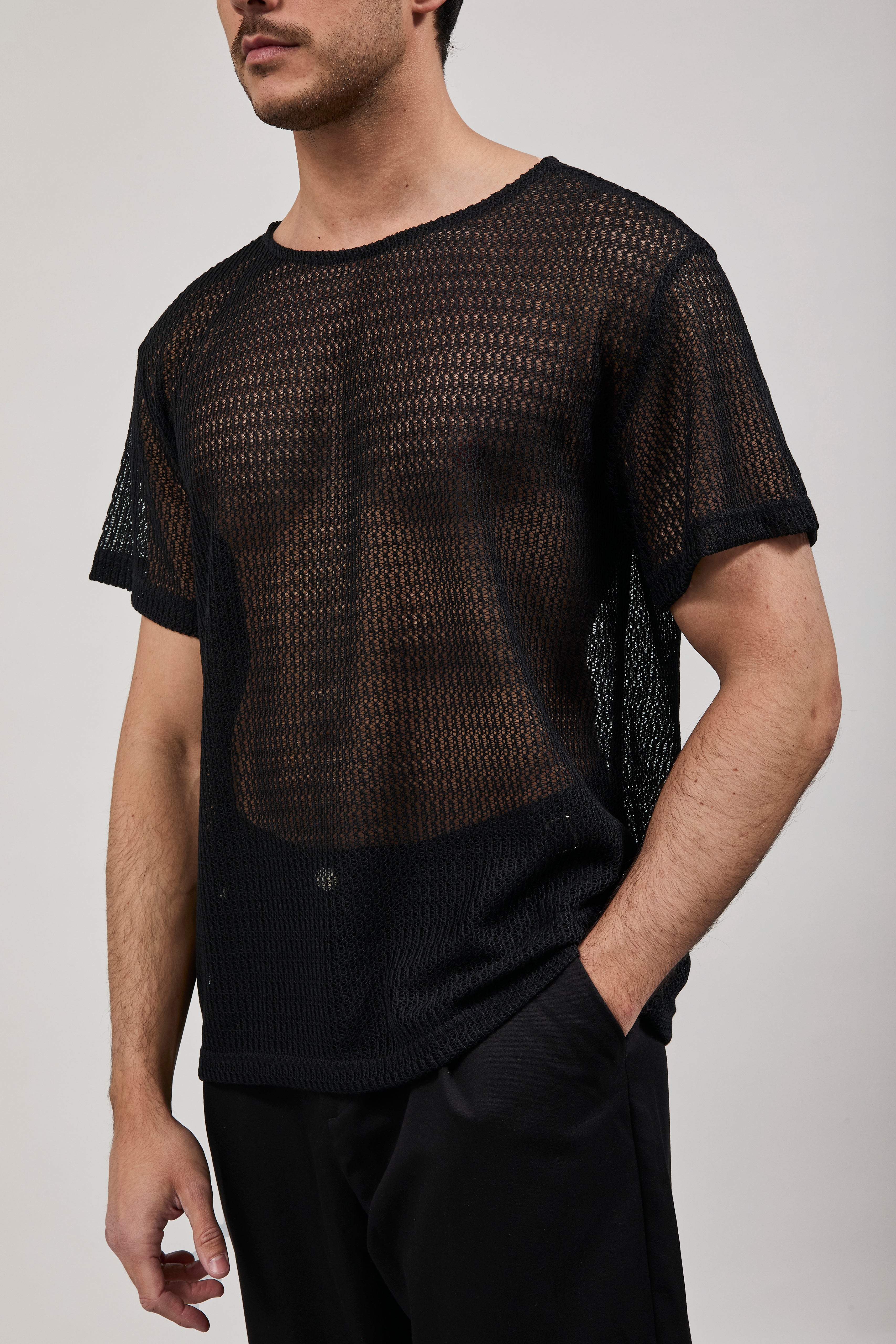 Maglia Over-d Traforata Nero T49