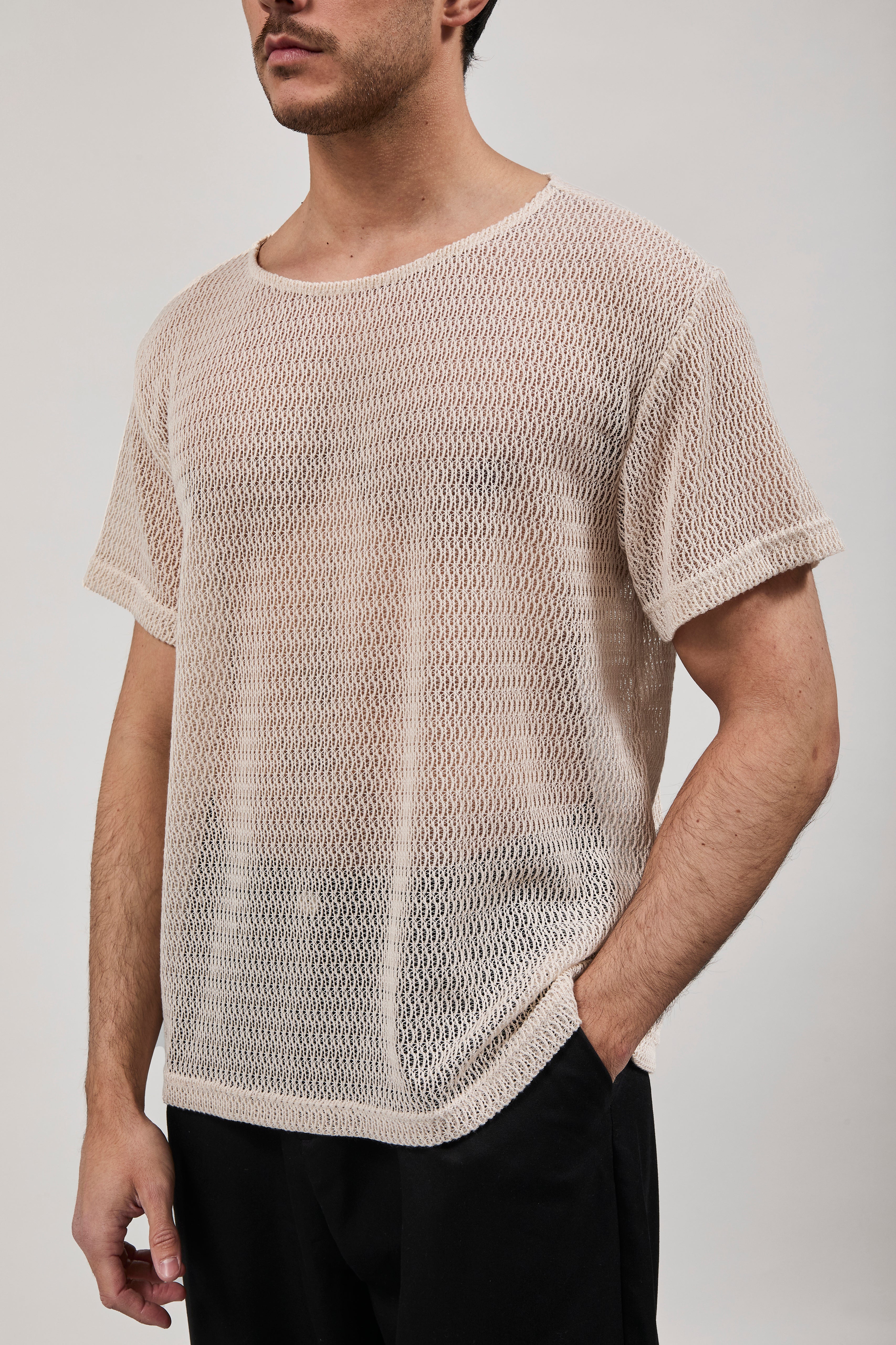 Maglia Over-d Traforata Beige T49