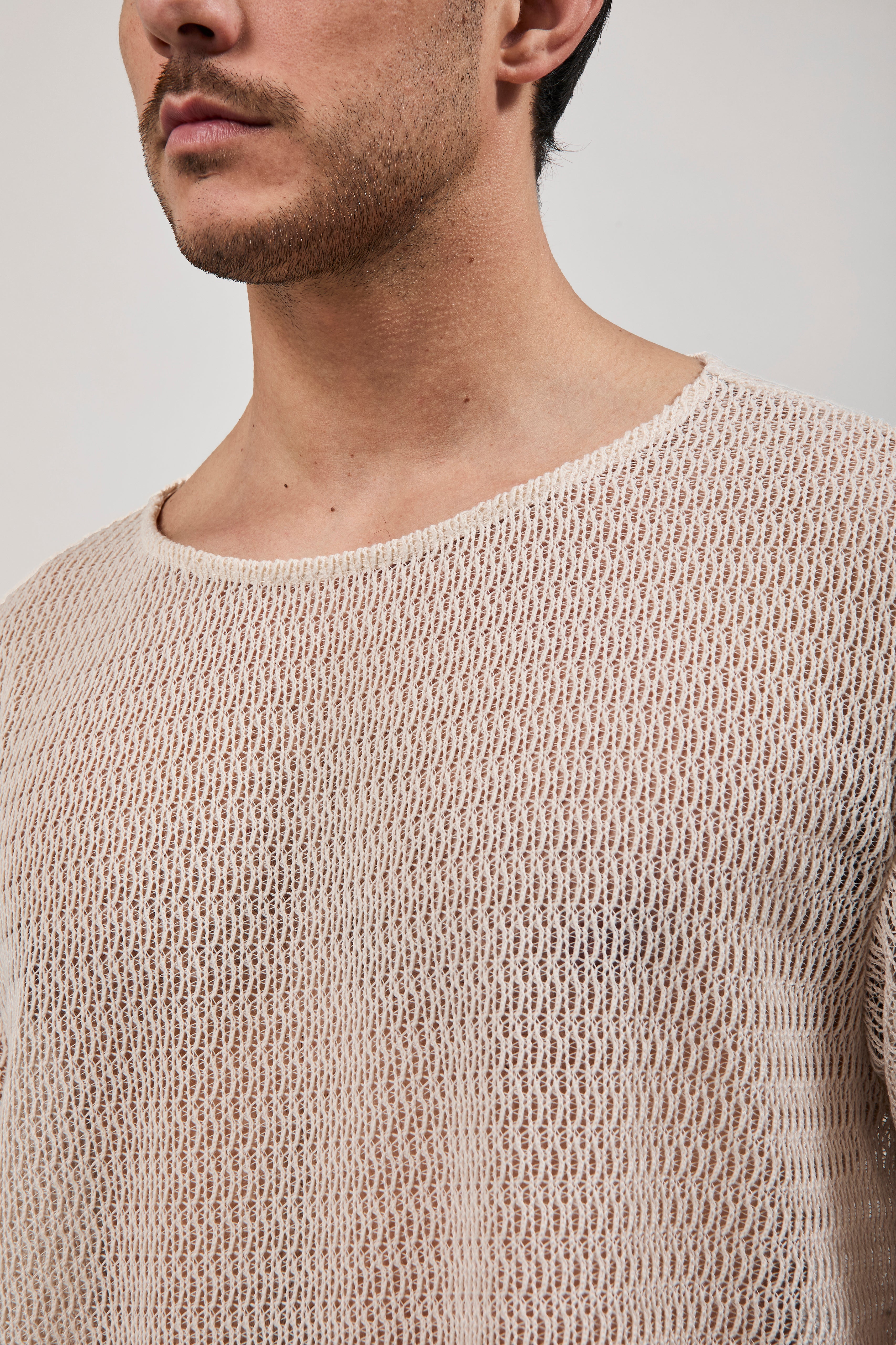 Maglia Over-d Traforata Beige T49