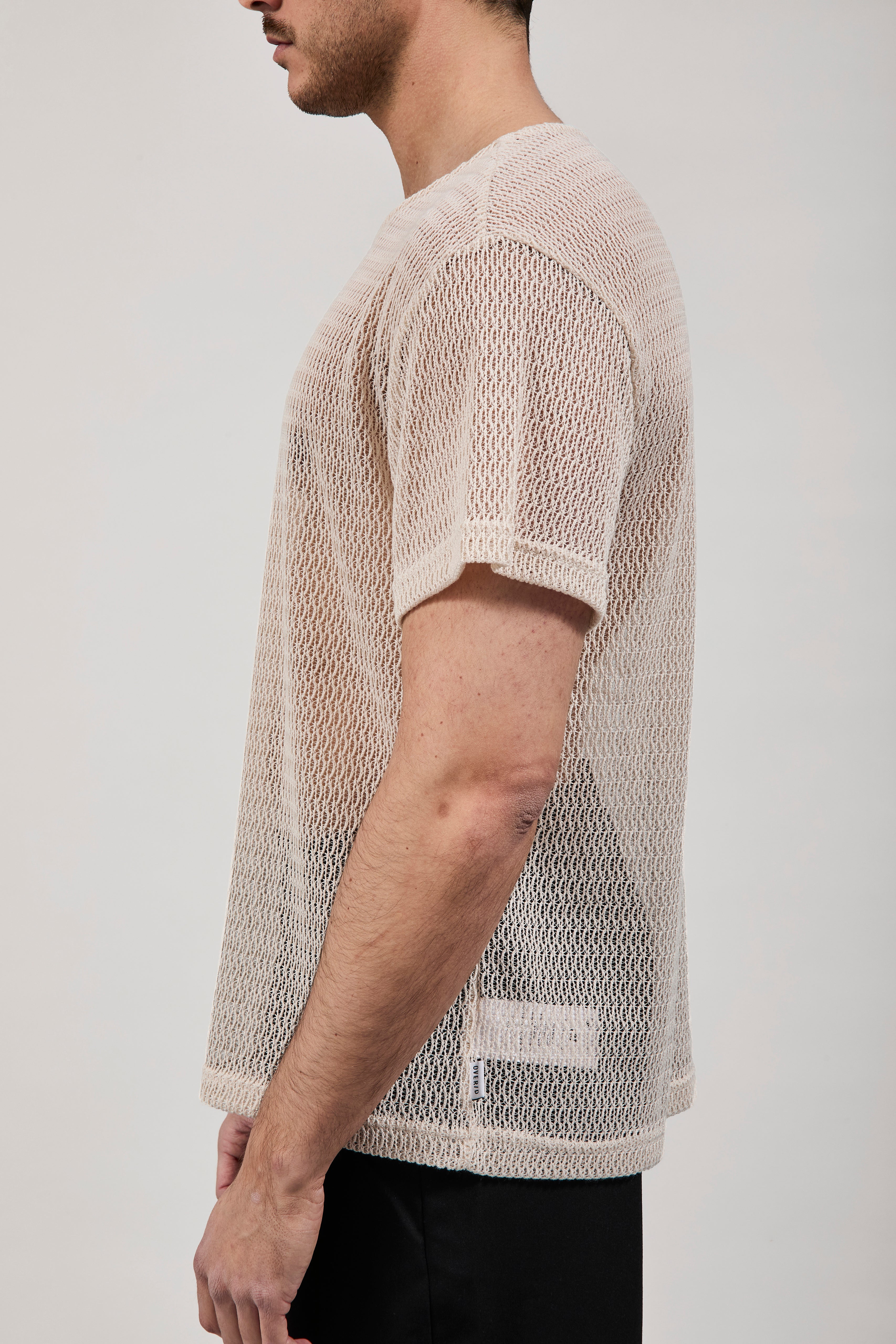 Maglia Over-d Traforata Beige T49