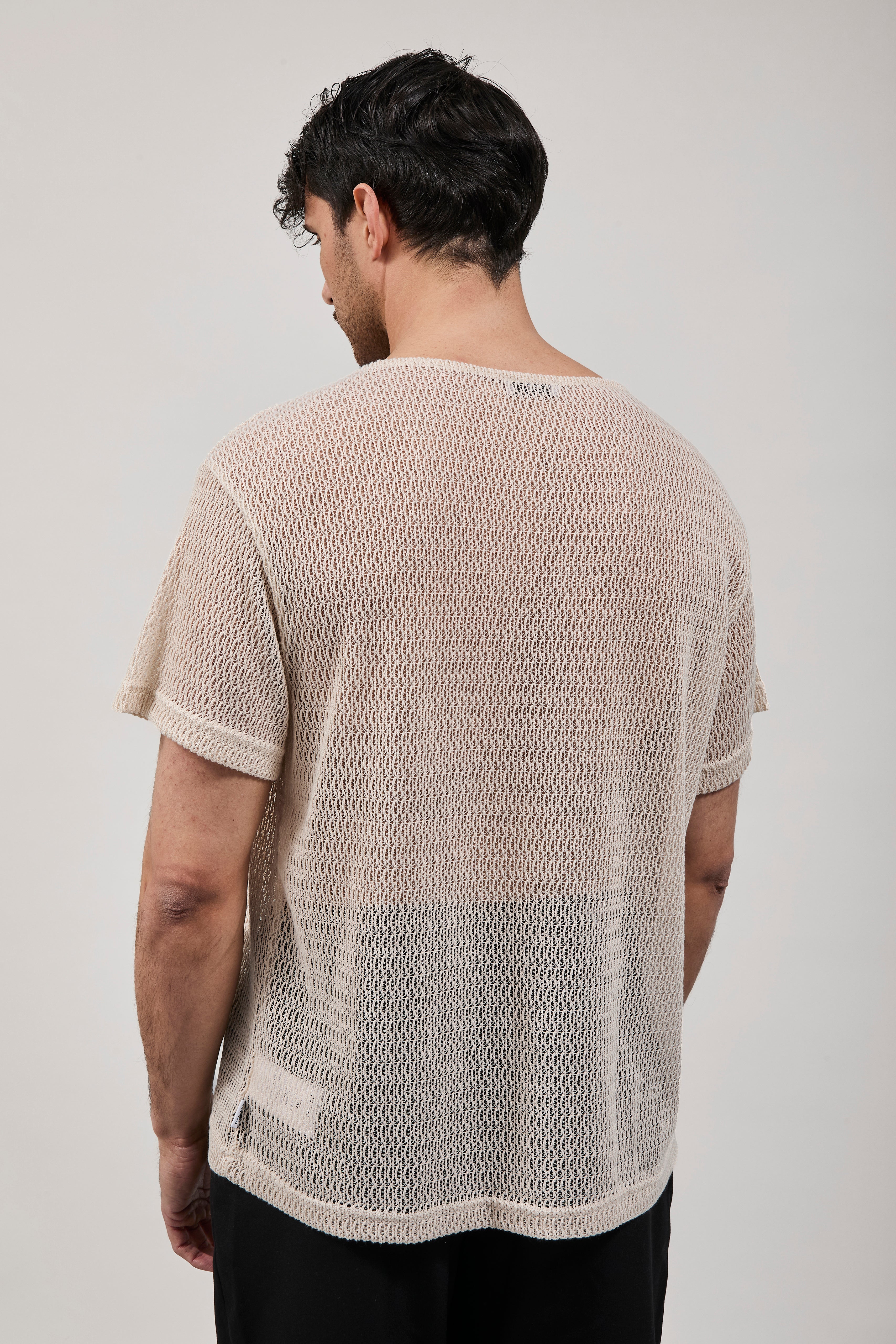 Maglia Over-d Traforata Beige T49