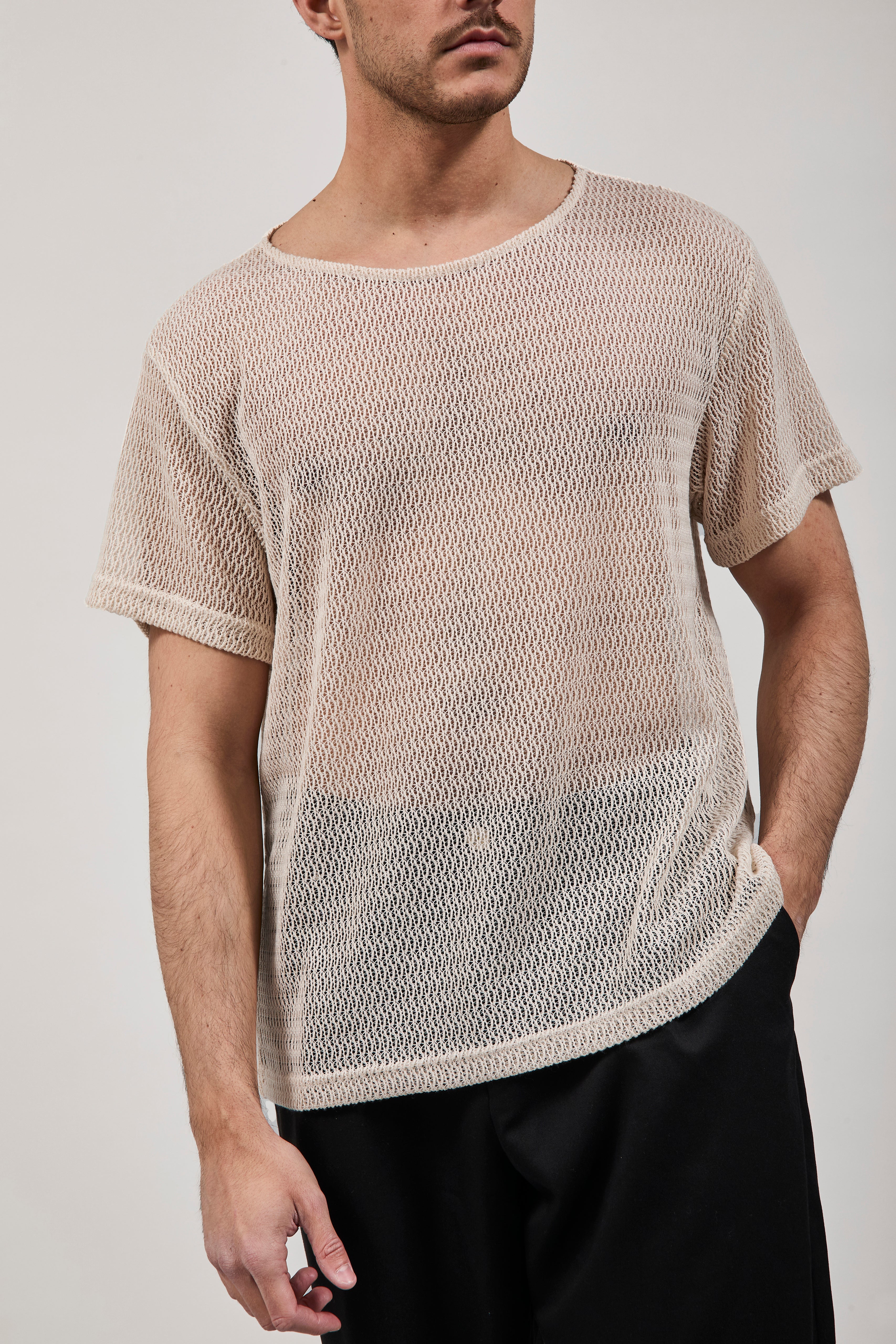 Maglia Over-d Traforata Beige T49