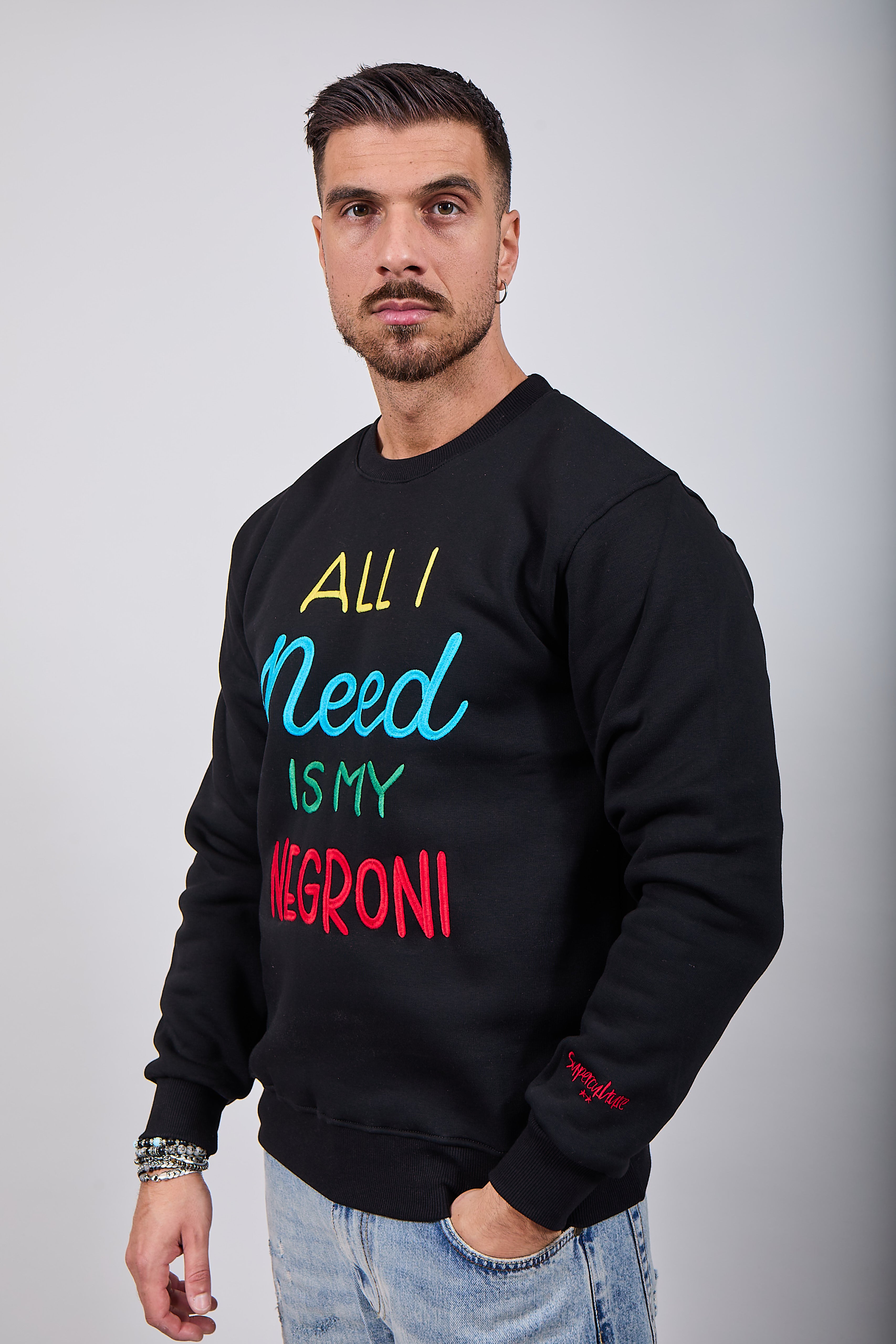Felpa Superculture Girocollo Nera A1359 (12218700235092)