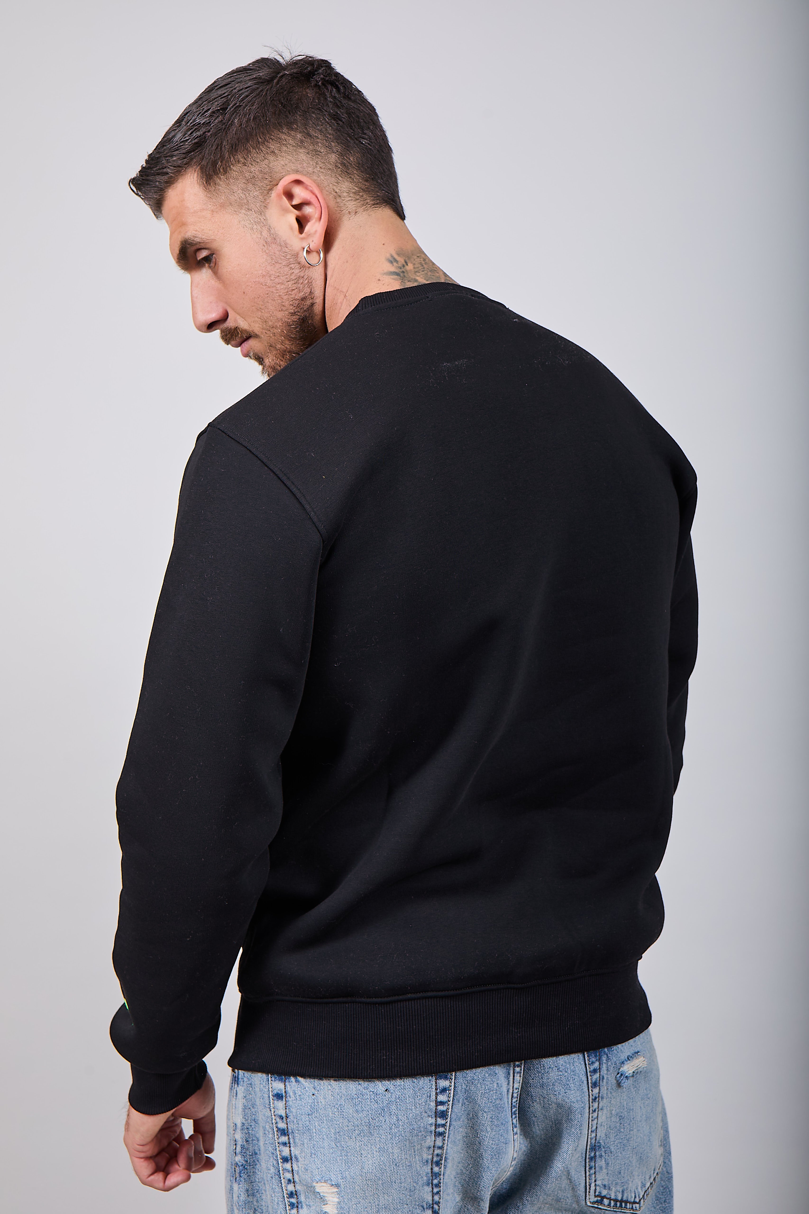 Felpa Superculture Girocollo Nera A1379 (12218722255188)