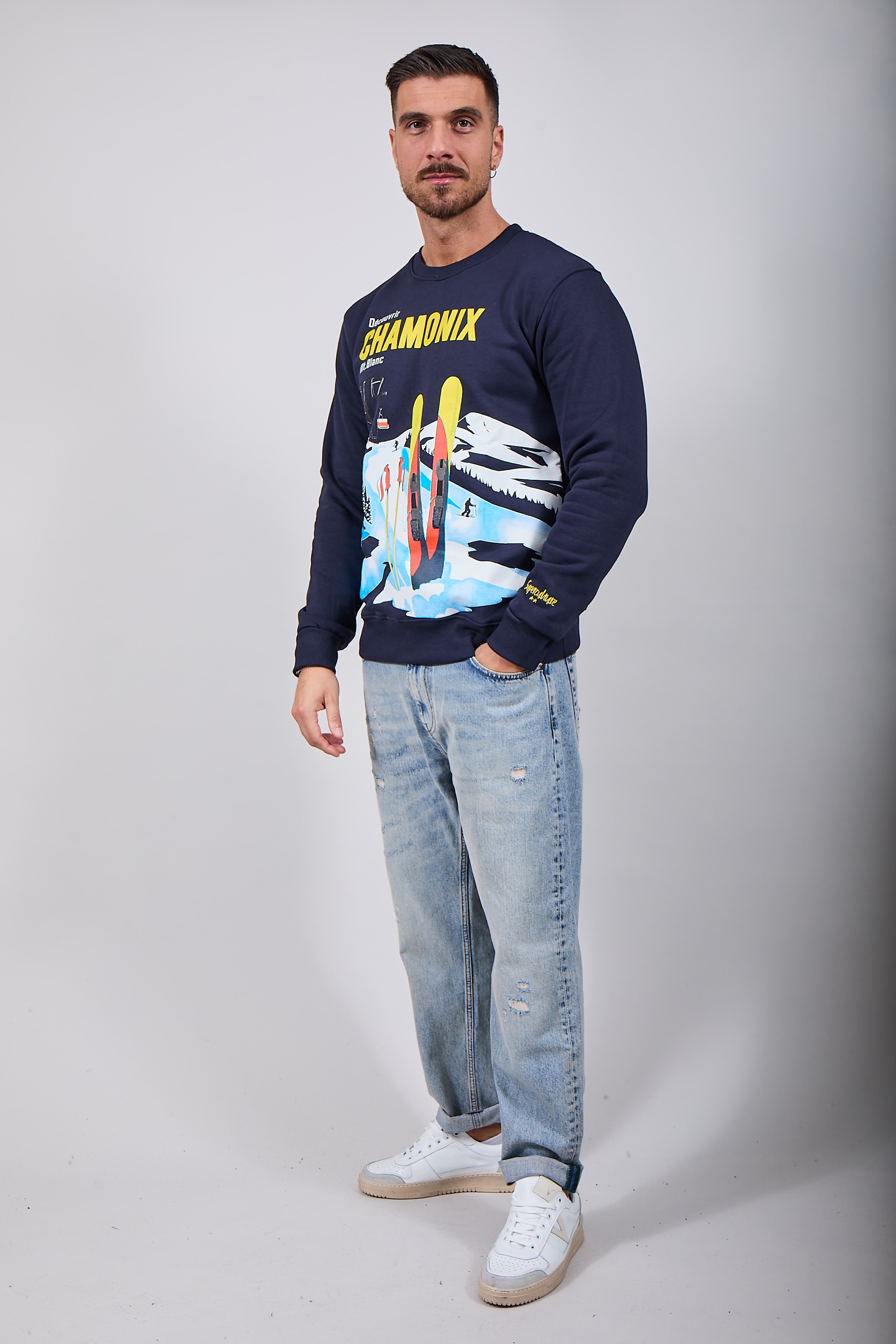 Felpa Superculture Girocollo Blu A1303 (12218741391700)