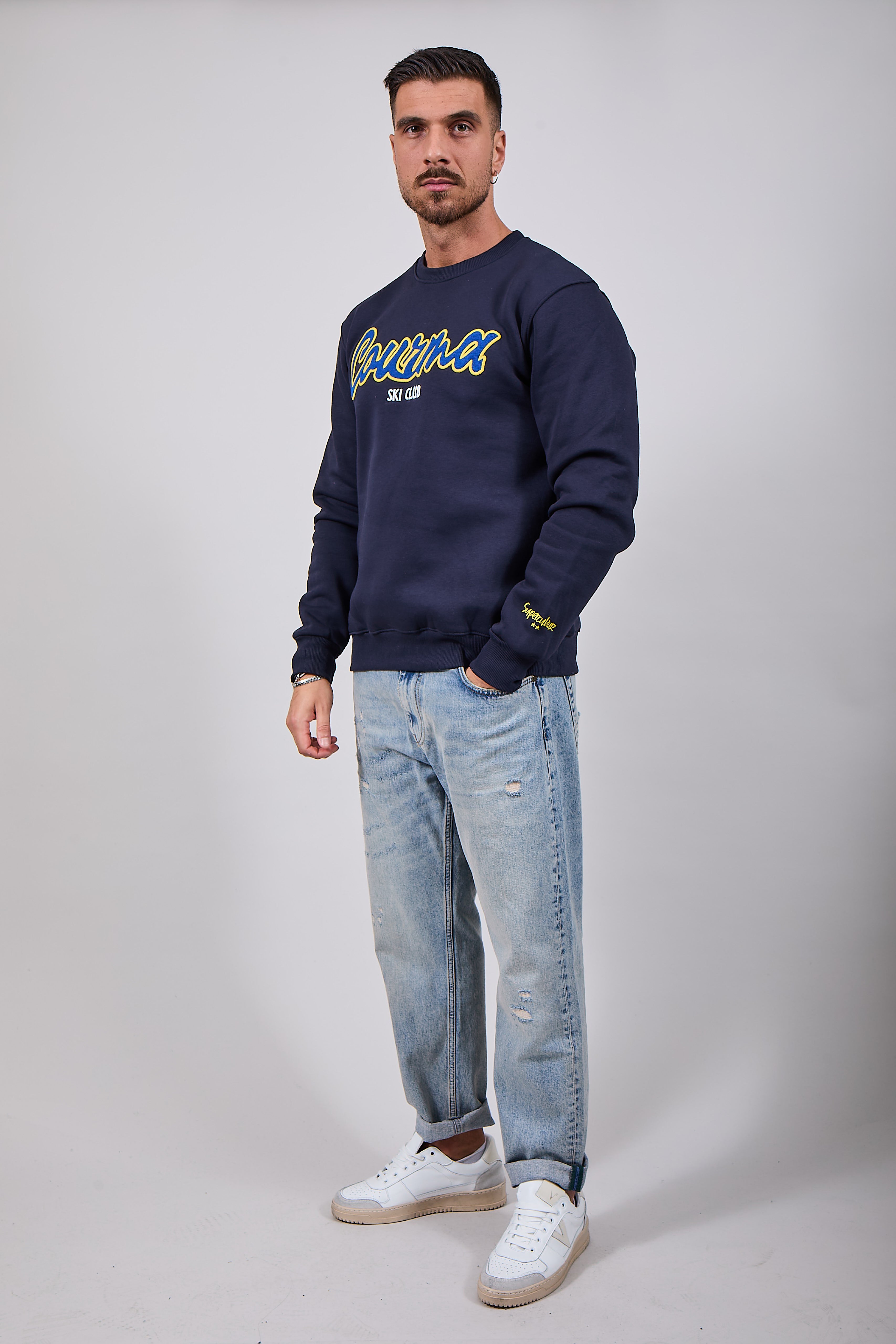 Felpa Superculture Girocollo Blu A1319 (12218638631252)