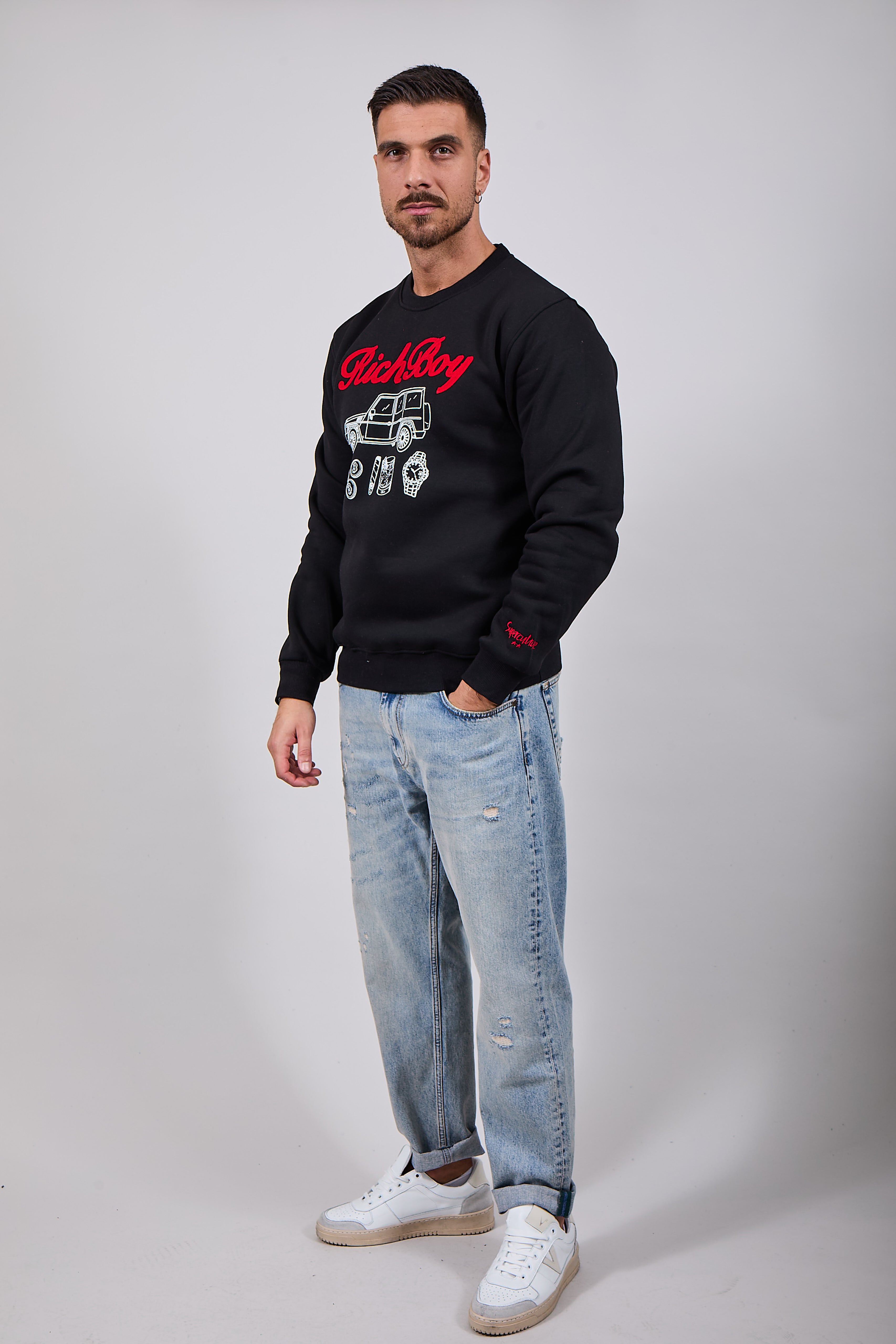 Felpa Superculture Girocollo Nera A1355 (12218717503828)