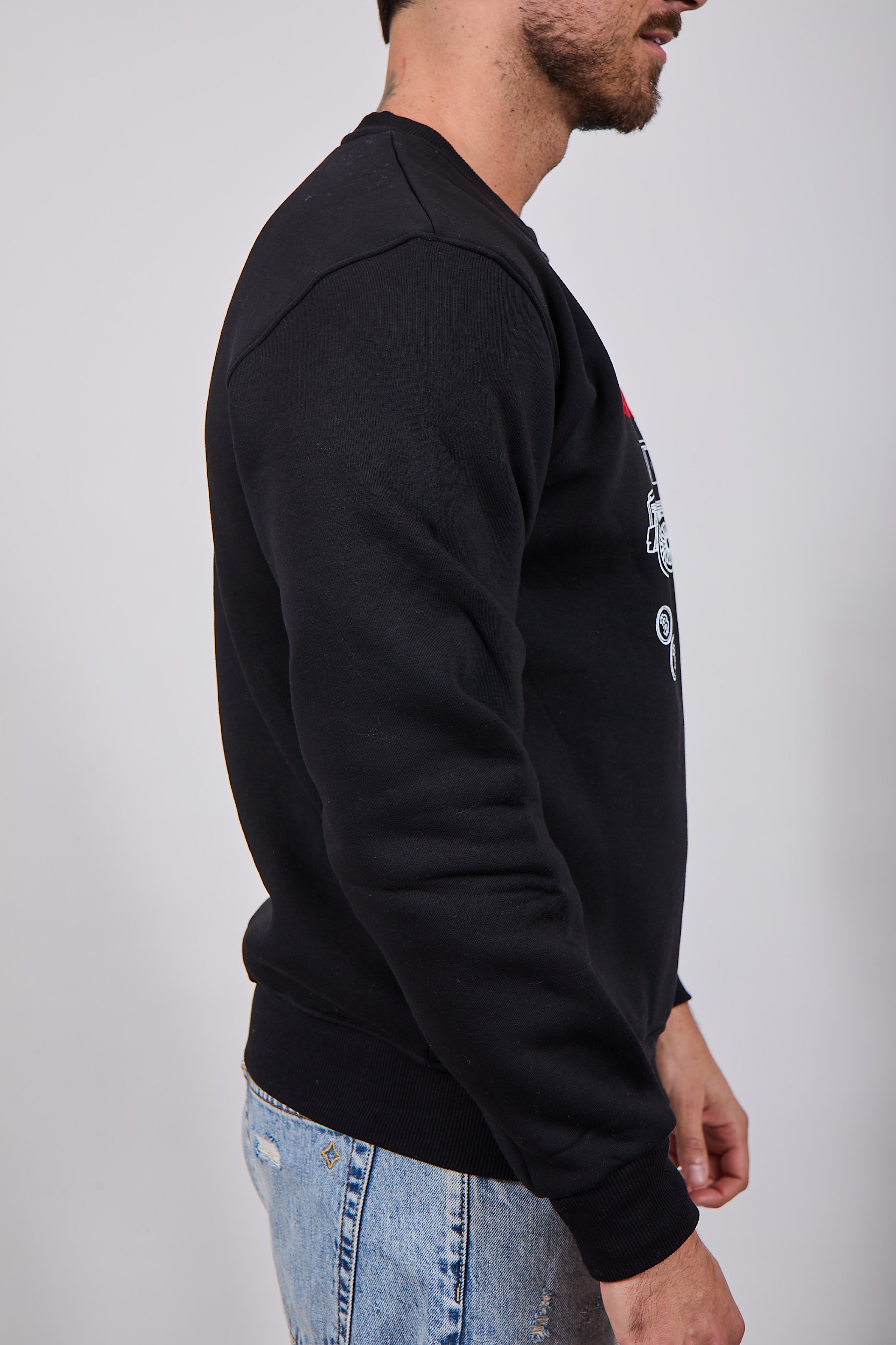 Felpa Superculture Girocollo Nera A1355 (12218717503828)