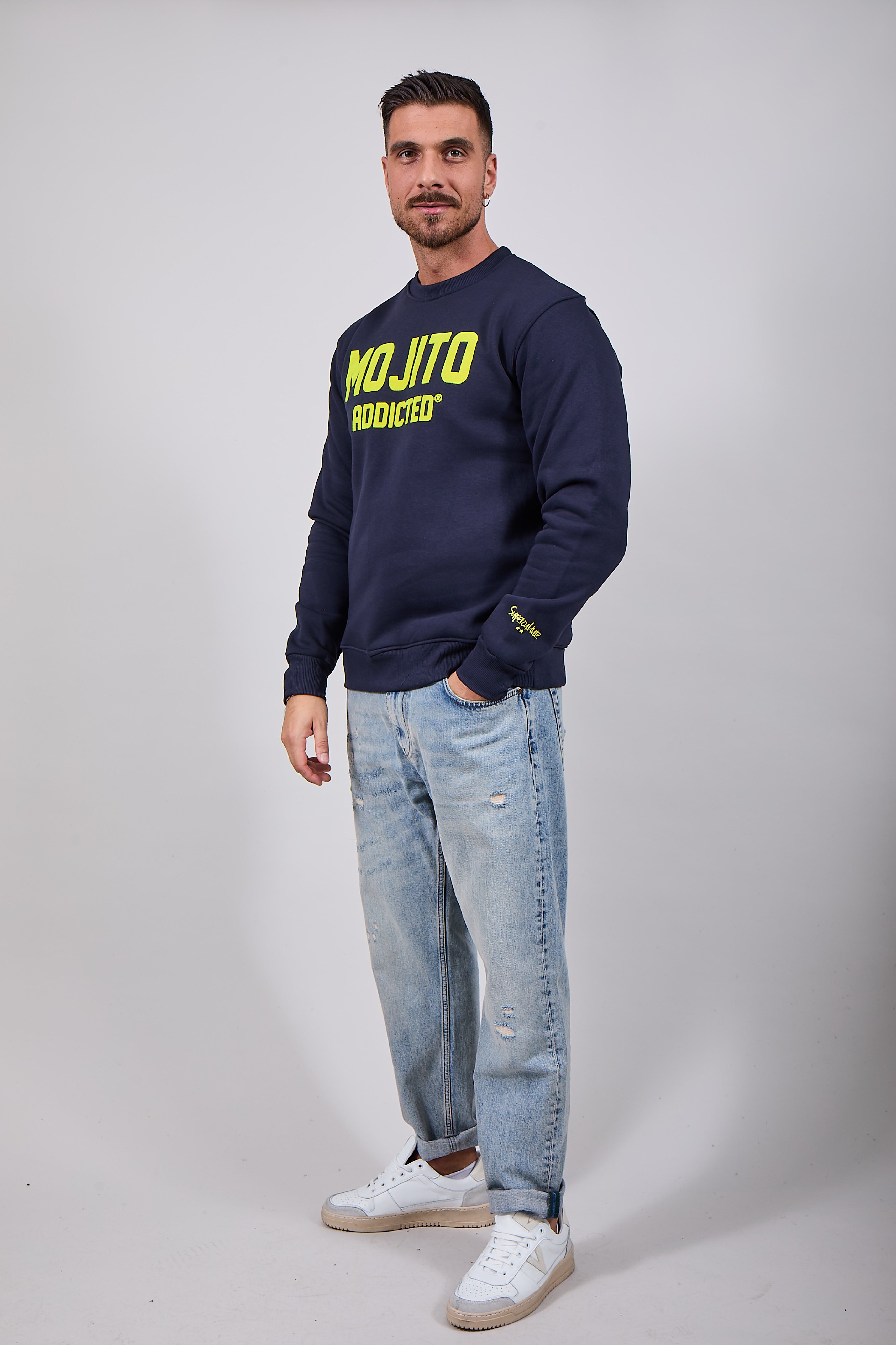 Felpa Superculture Girocollo Blu A1377 (12218663371092)