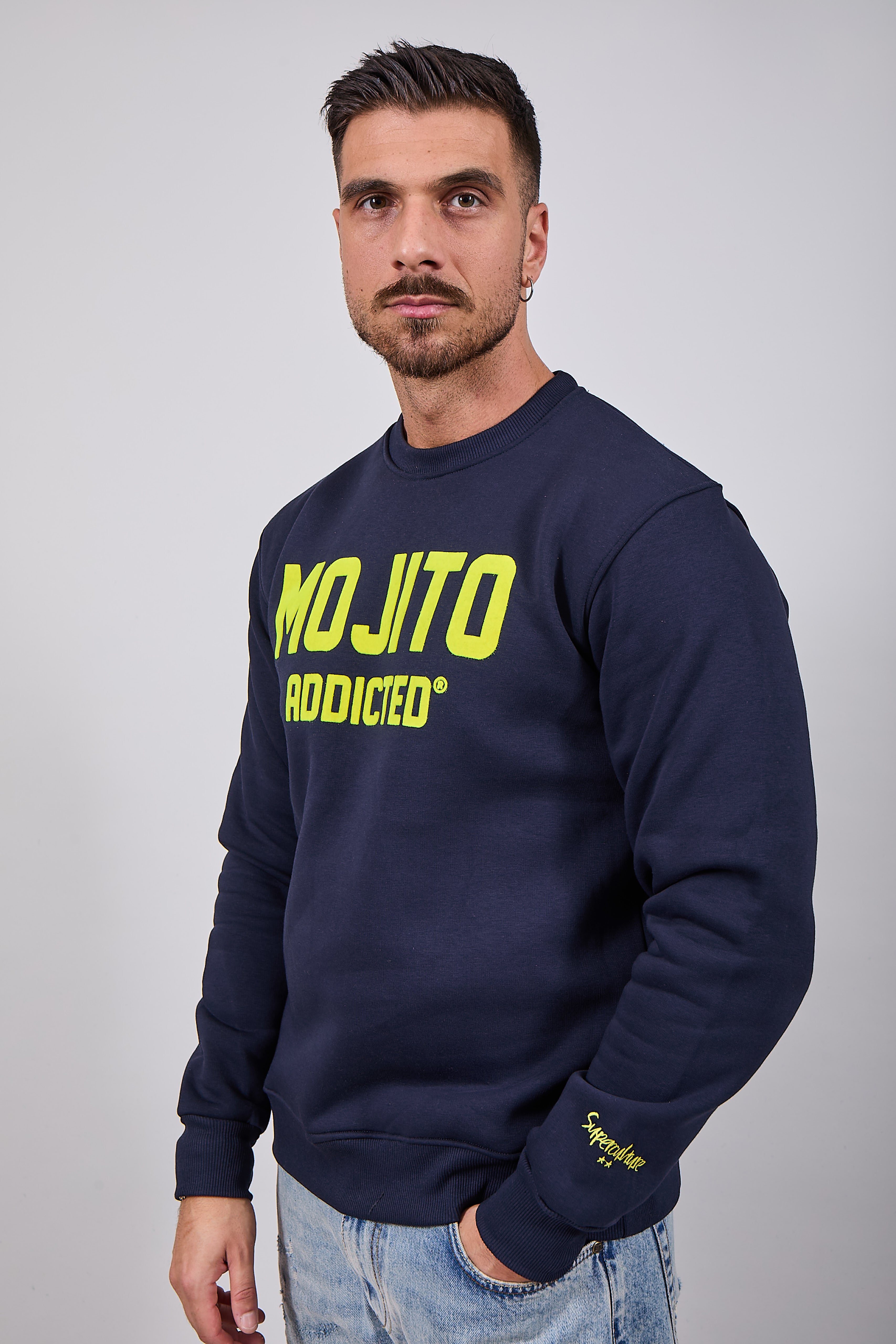 Felpa Superculture Girocollo Blu A1377 (12218663371092)