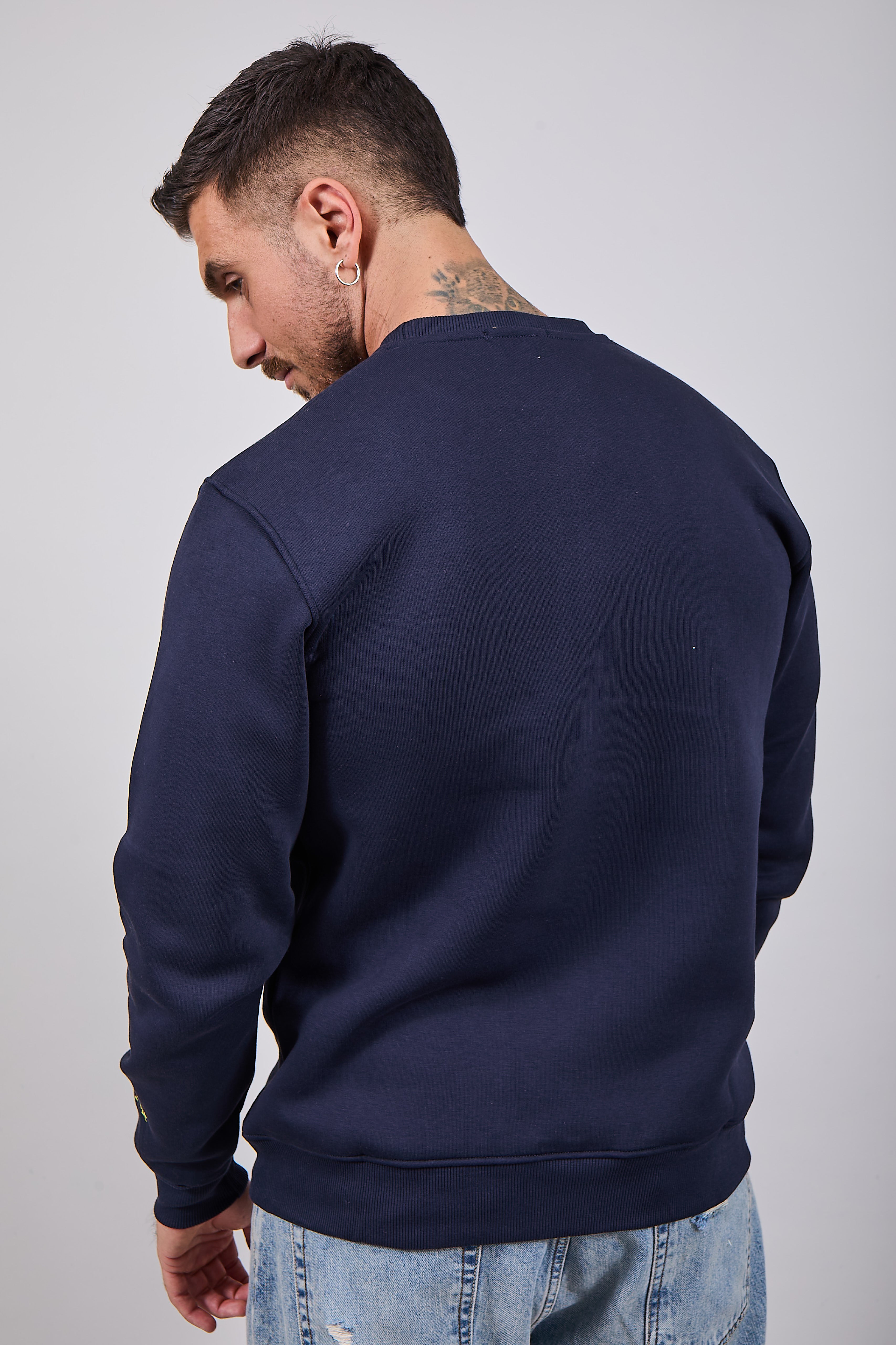 Felpa Superculture Girocollo Blu A1377 (12218663371092)