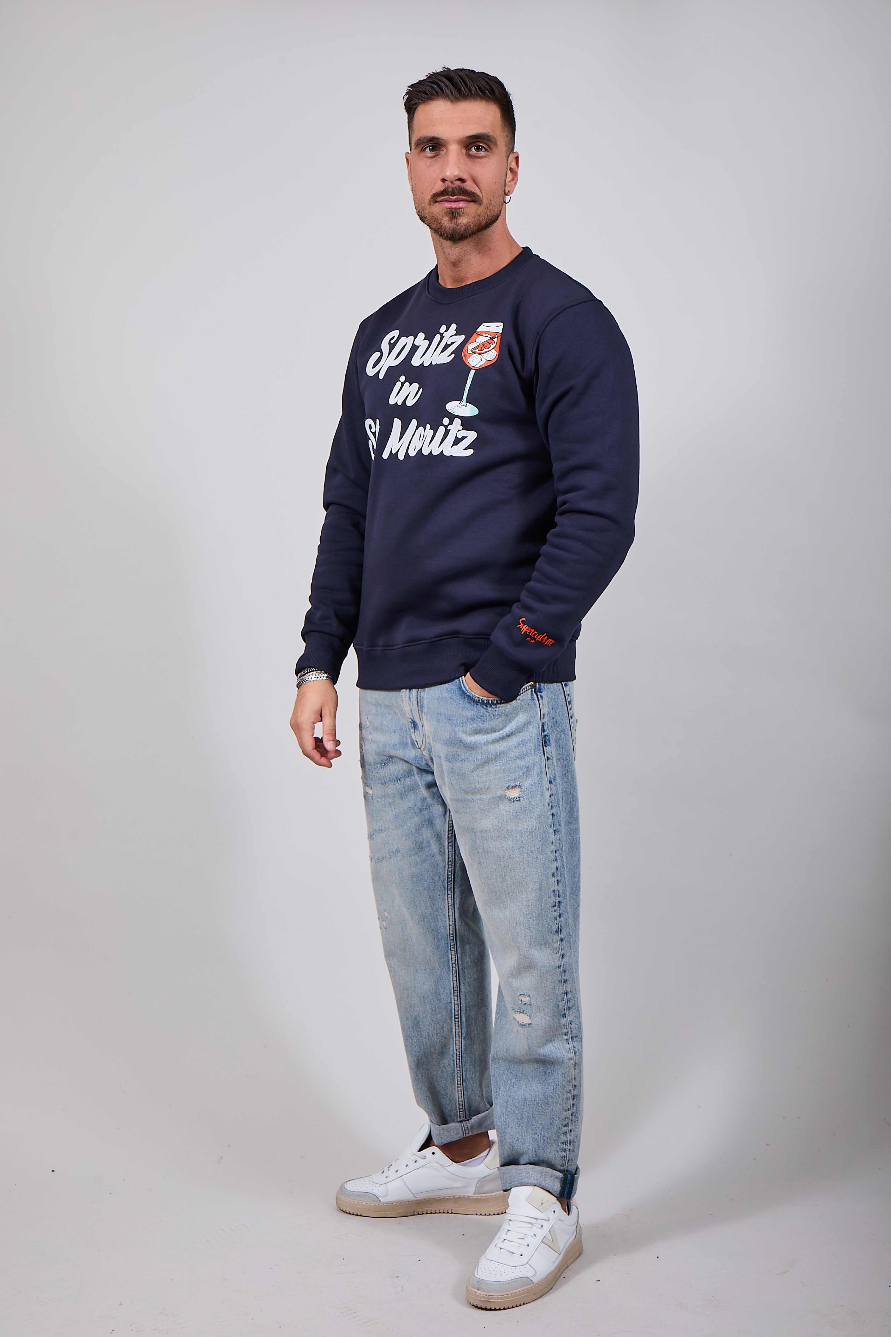 Felpa Superculture Girocollo Blu A1369 (12218675659092)