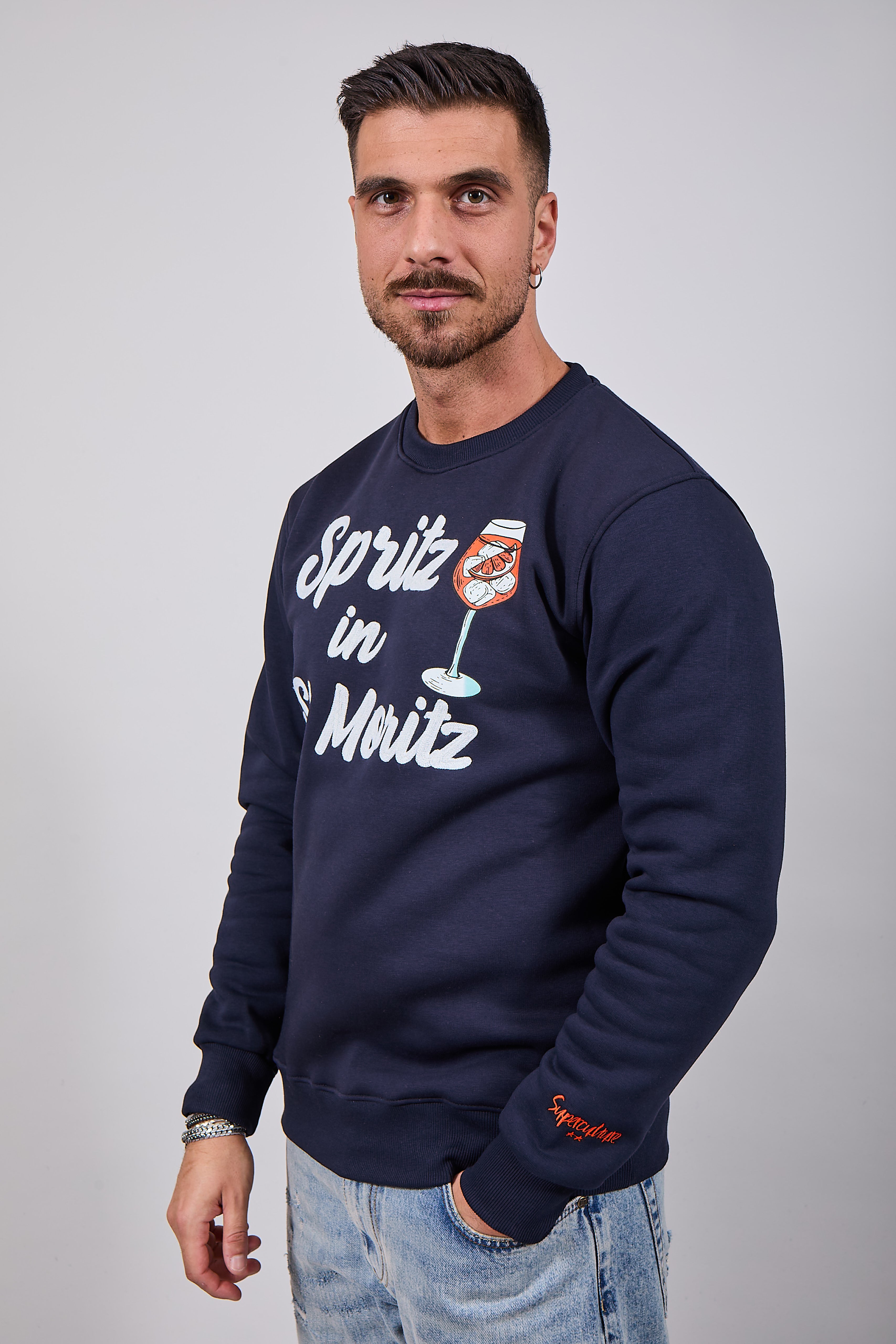 Felpa Superculture Girocollo Blu A1369 (12218675659092)