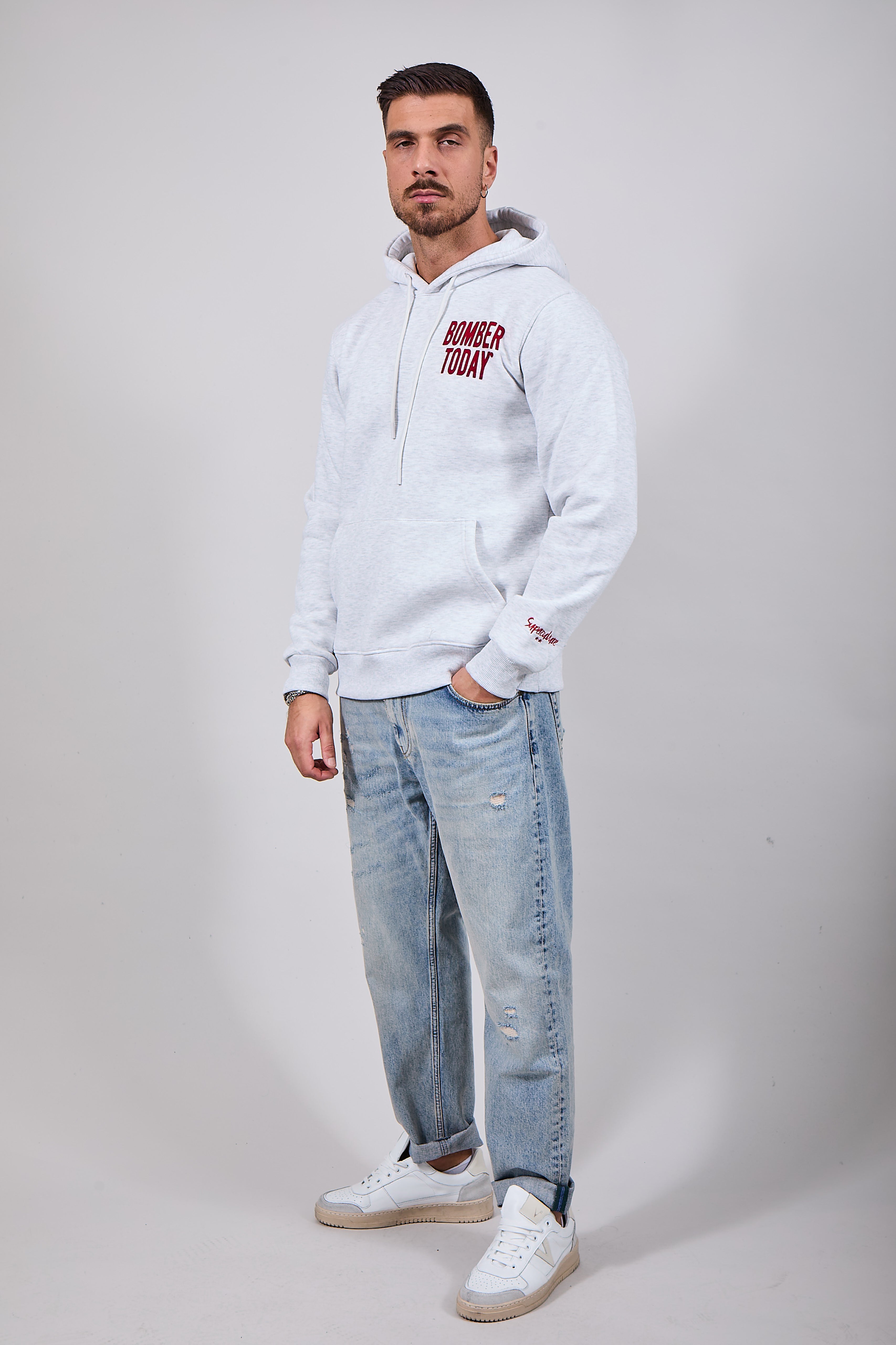 Felpa Superculture Cappuccio Grigia A1373 (12218631913812)