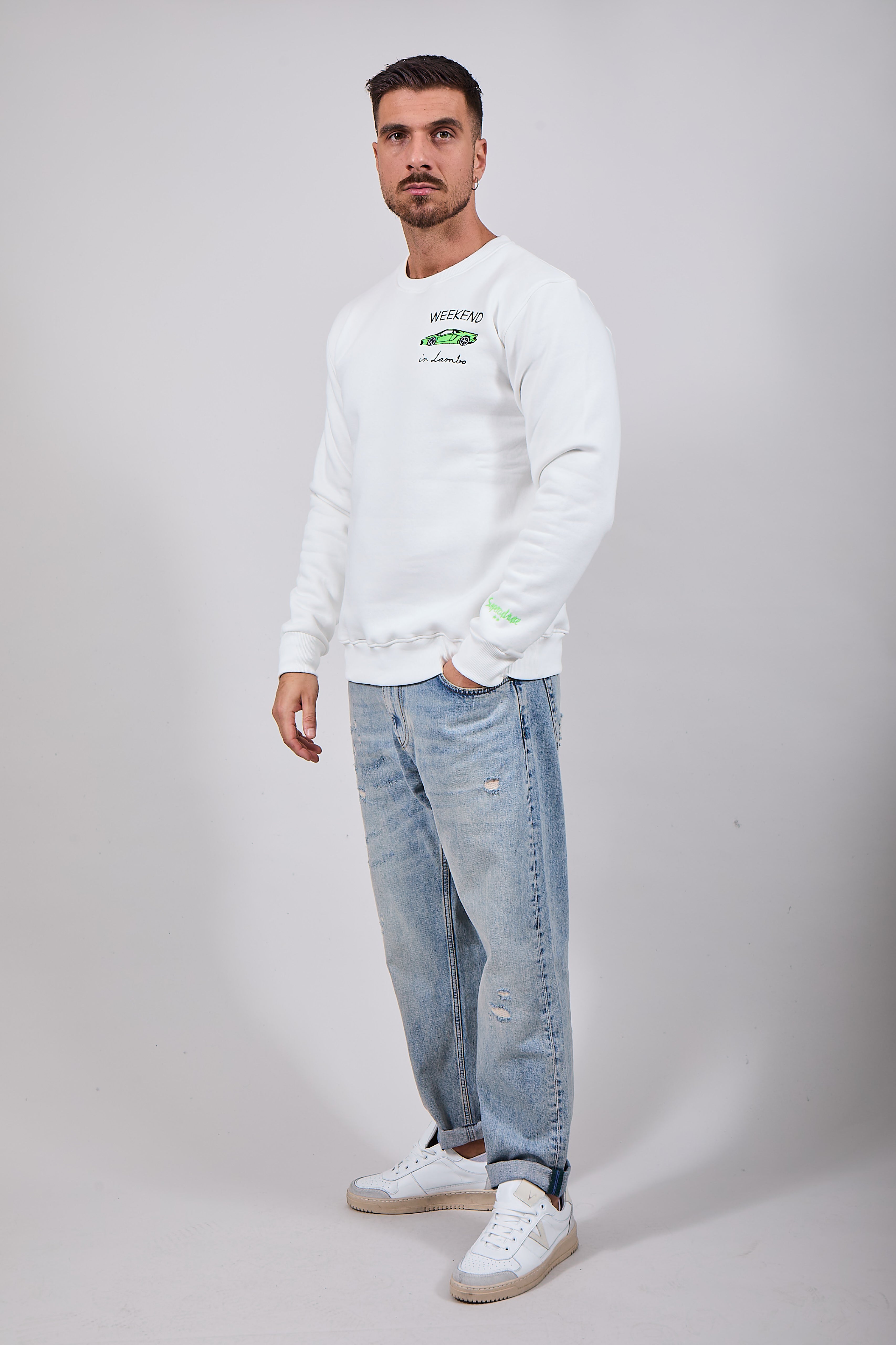 Felpa Superculture Girocollo Bianca A1349 (12218739720532)