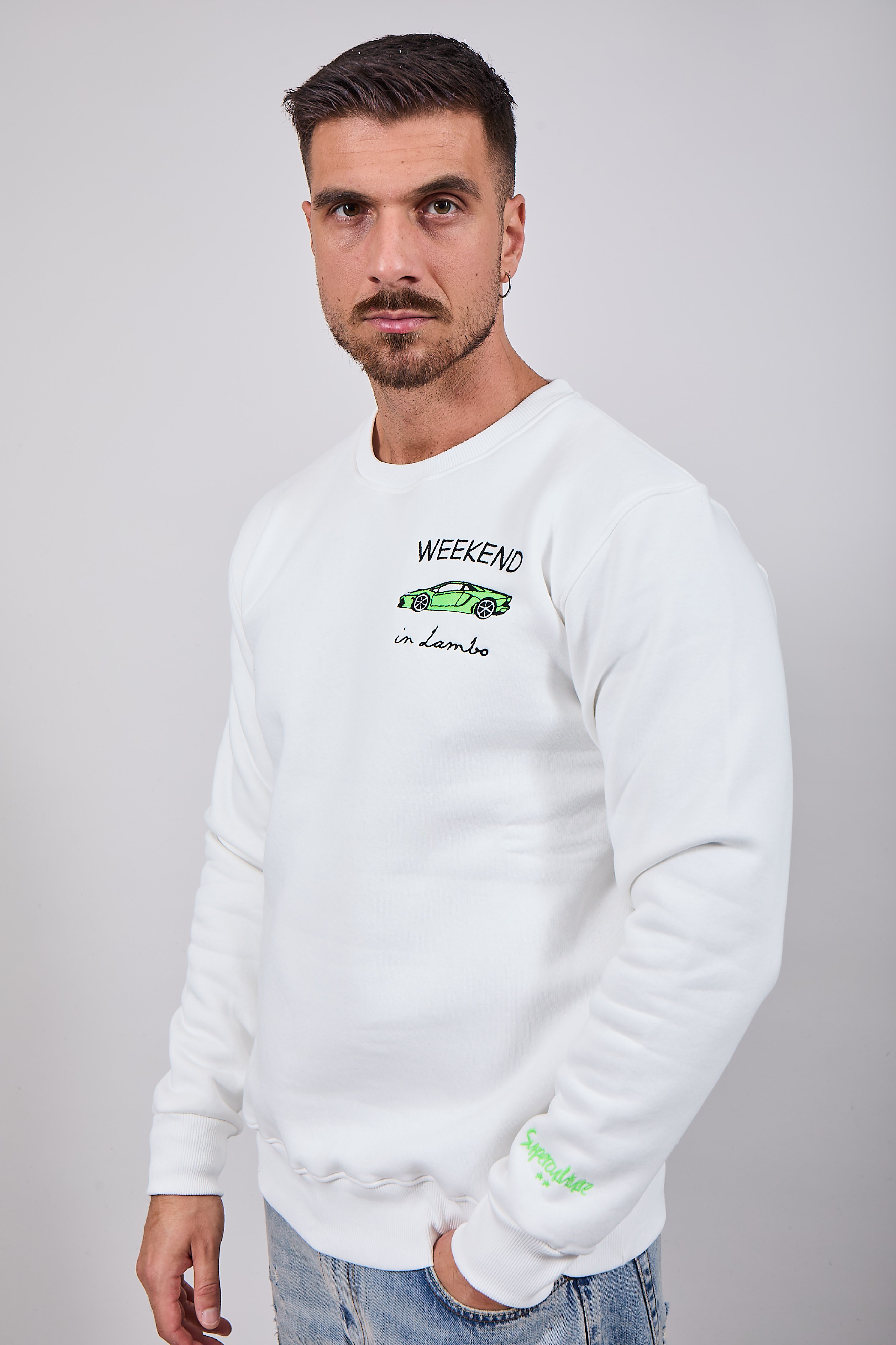 Felpa Superculture Girocollo Bianca A1349 (12218739720532)