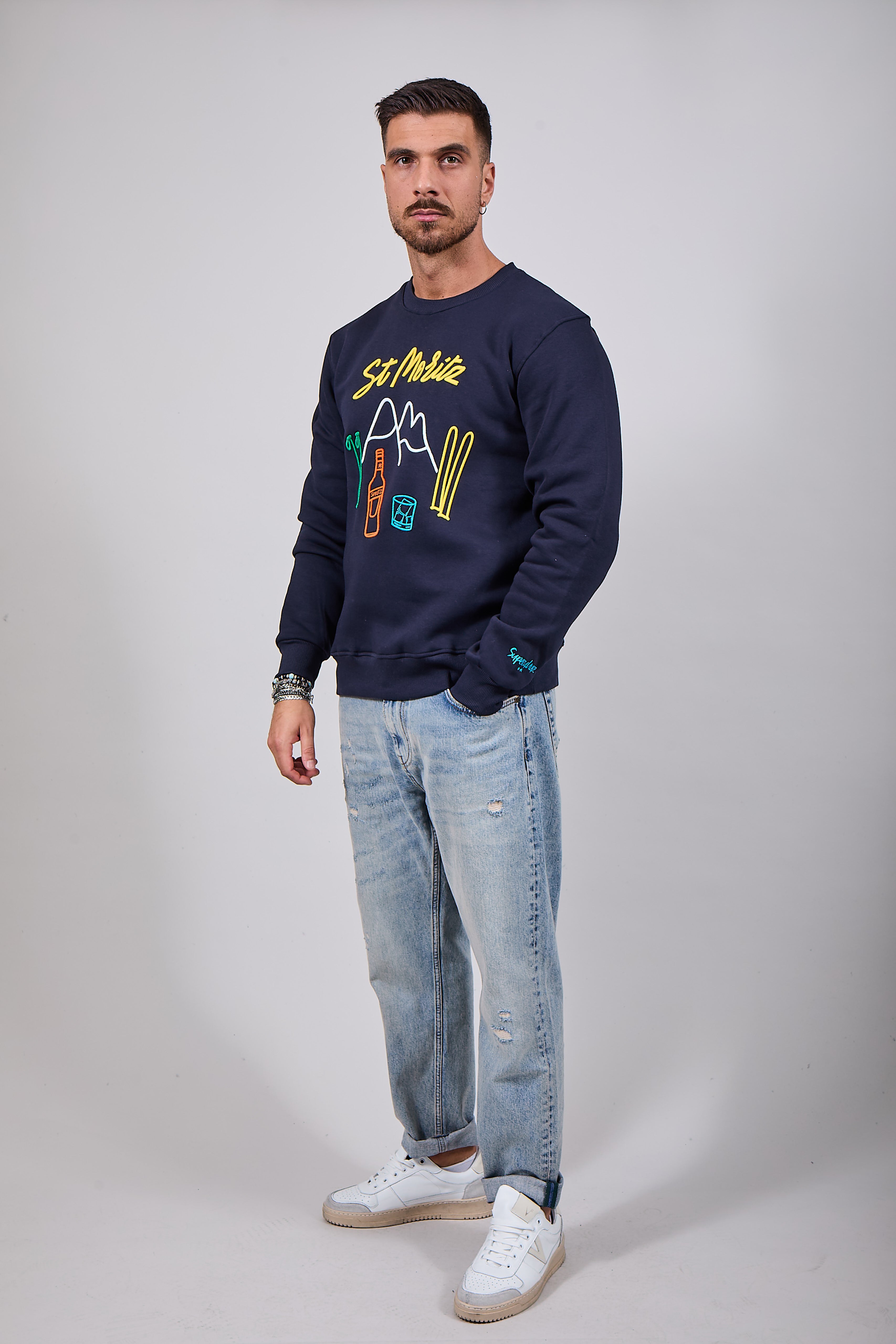 Felpa Superculture Girocollo Blu A1325 (12218736443732)