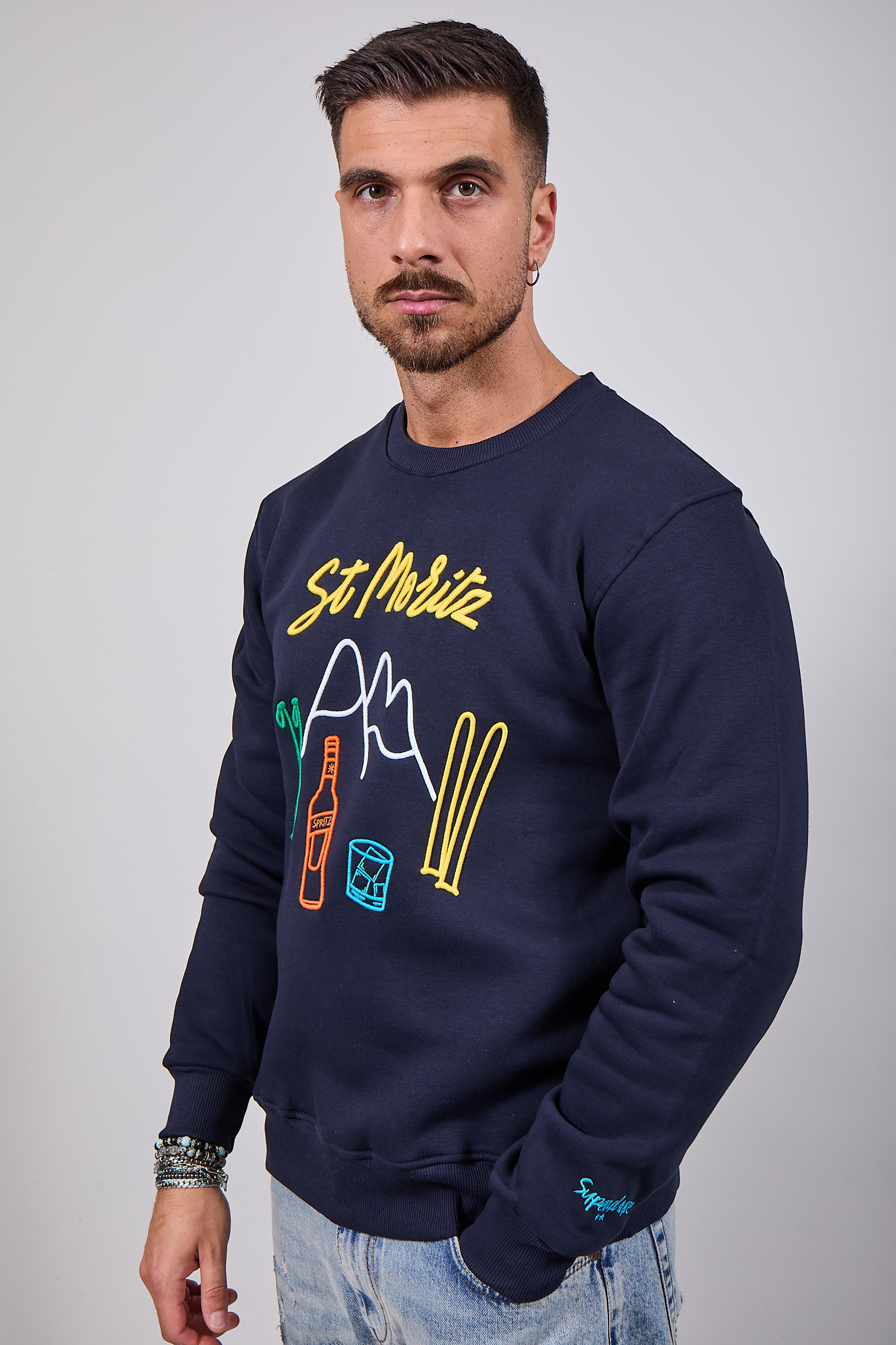Felpa Superculture Girocollo Blu A1325 (12218736443732)