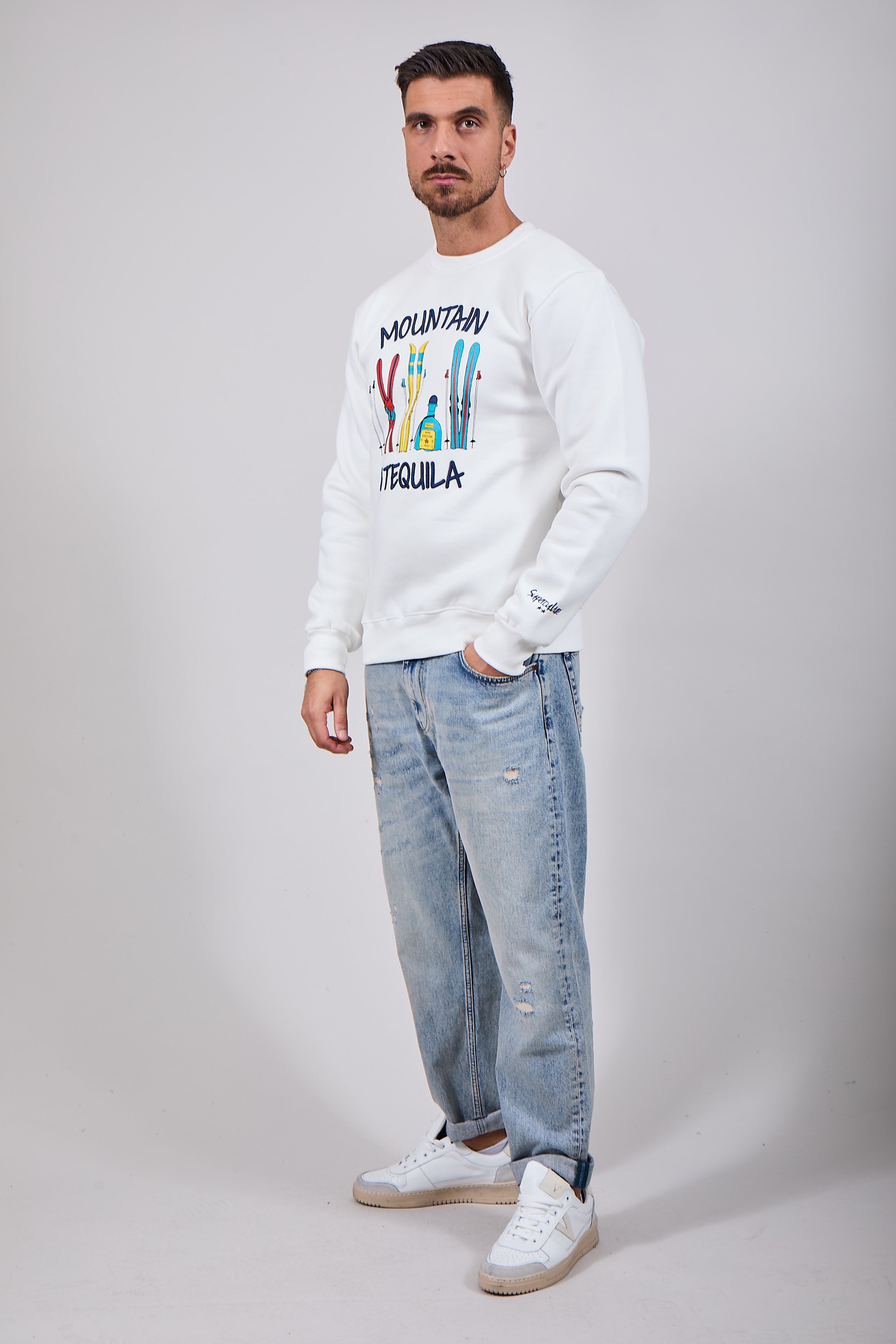 Felpa Superculture Girocollo Bianca A1317 (12218738606420)