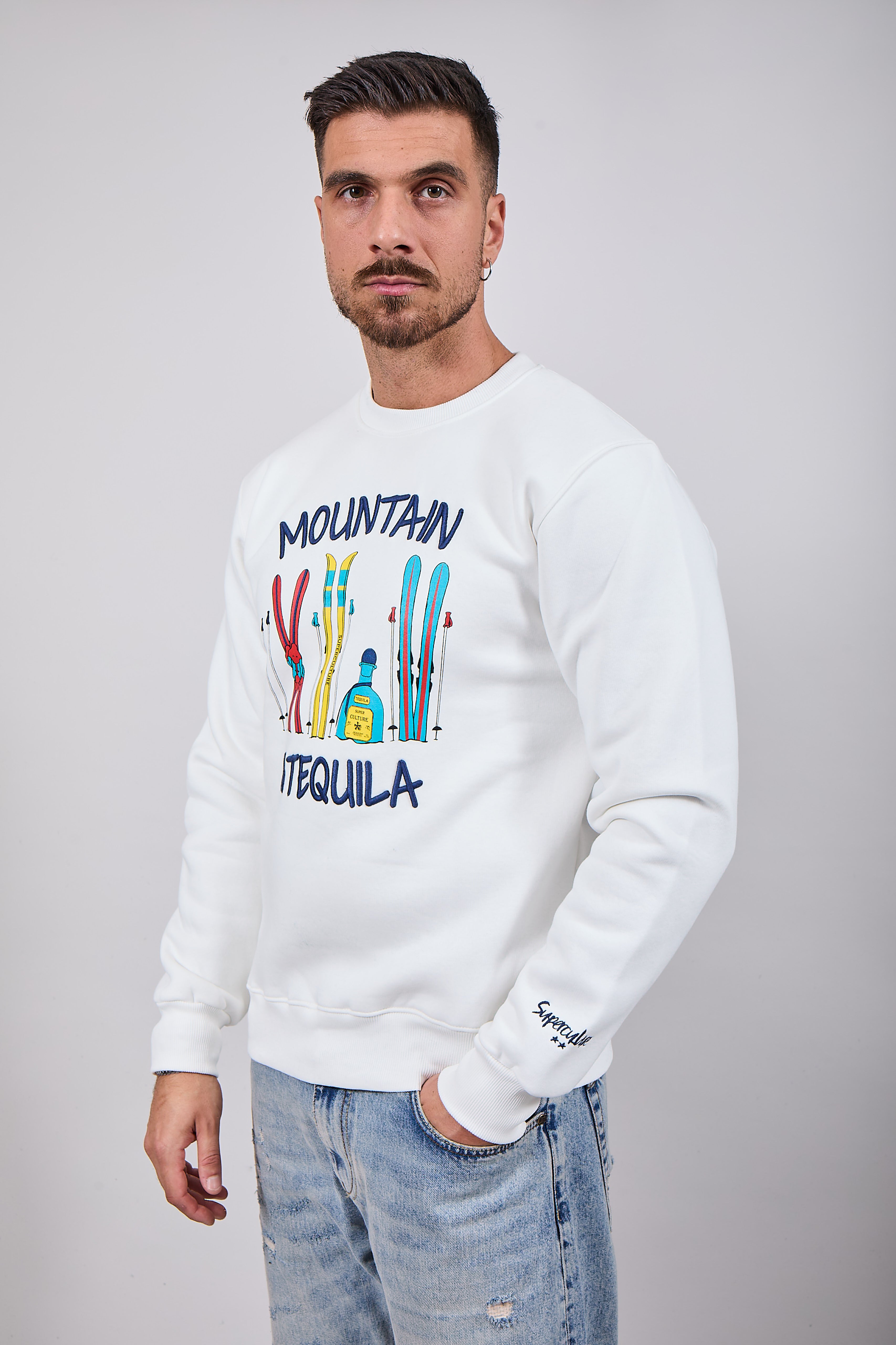 Felpa Superculture Girocollo Bianca A1317 (12218738606420)
