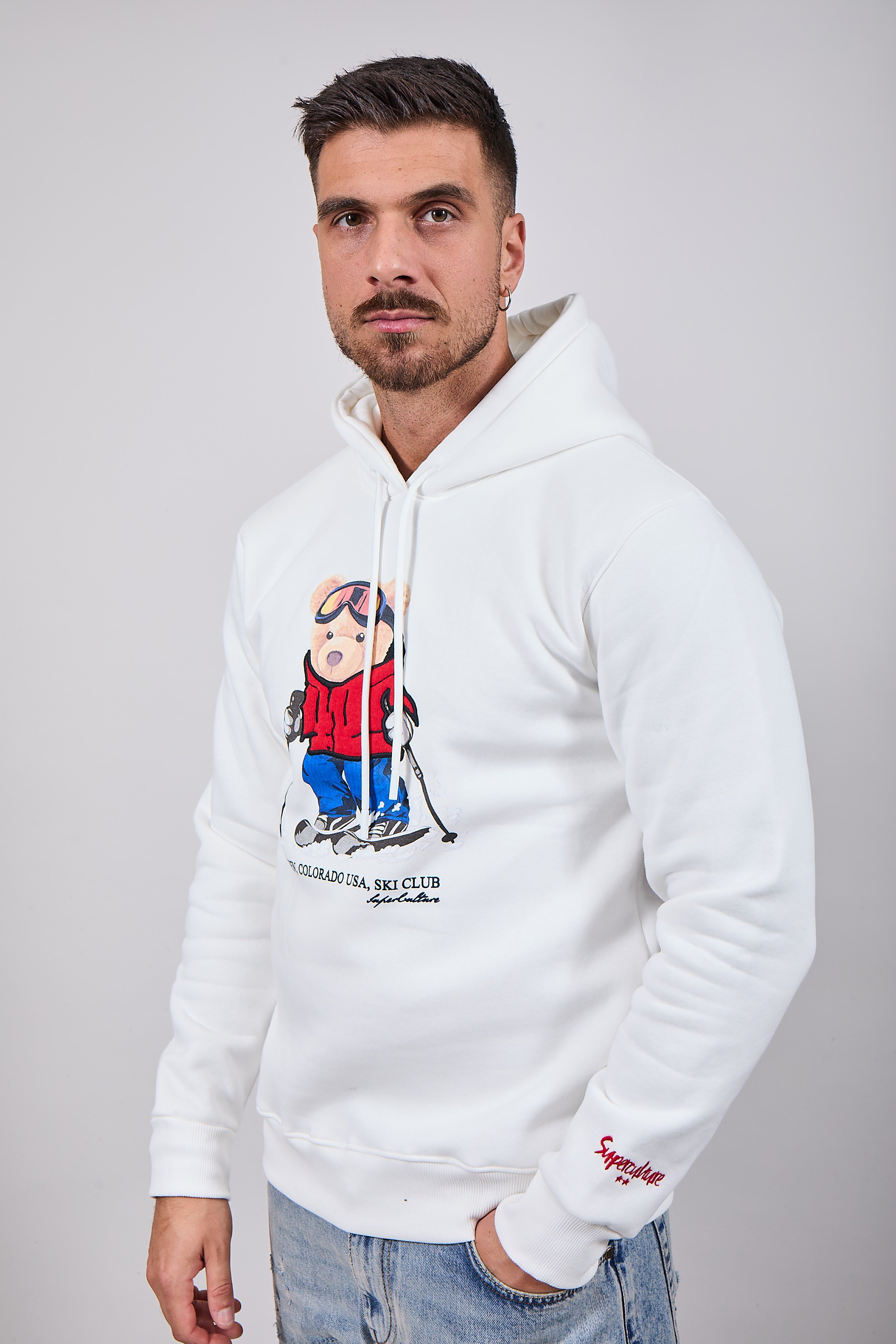 Felpa Superculture Cappuccio Bianca A1383 GT (12218712981844)