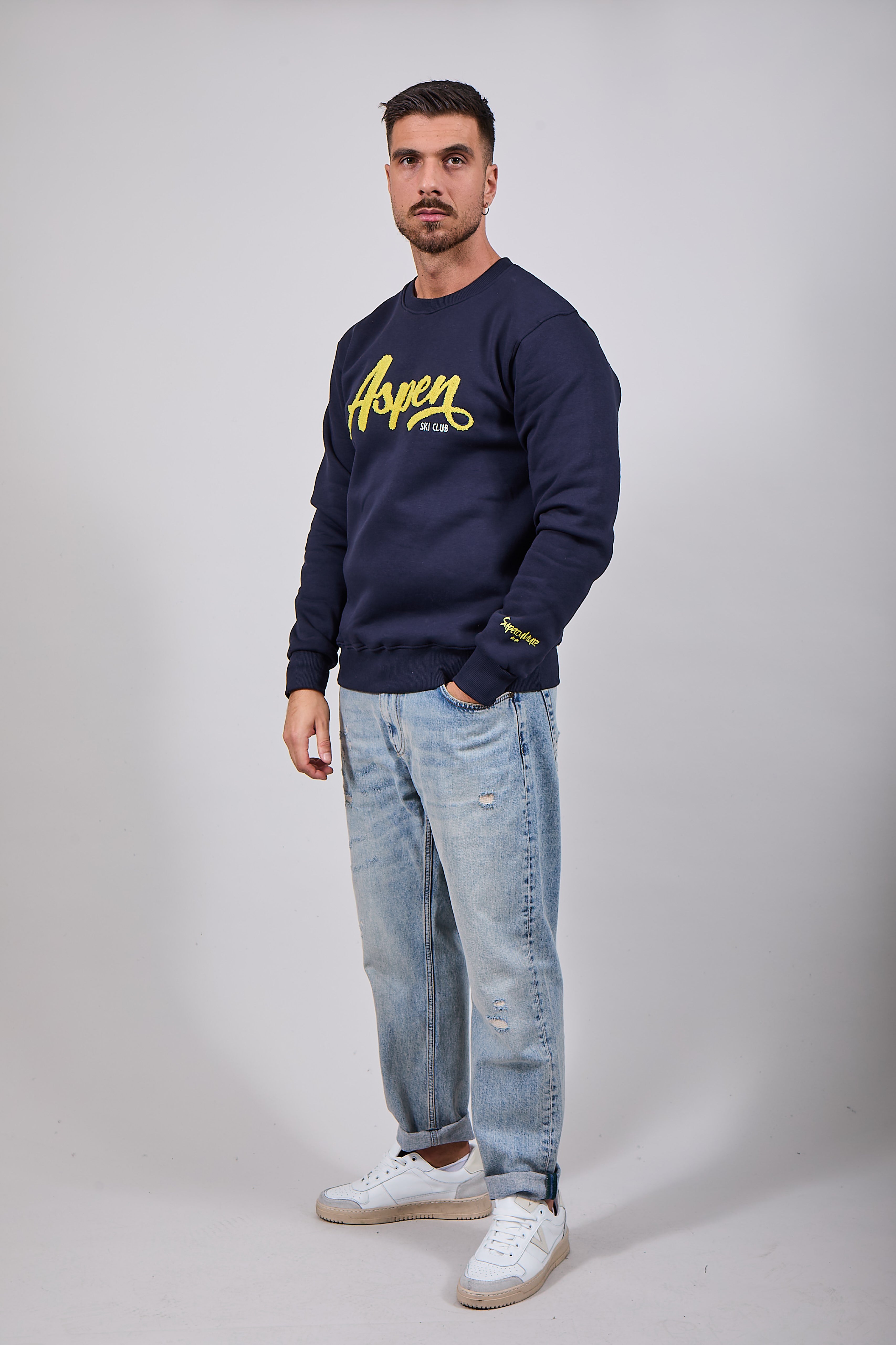 Felpa Superculture Girocollo Blu A1331 (12218688045396)