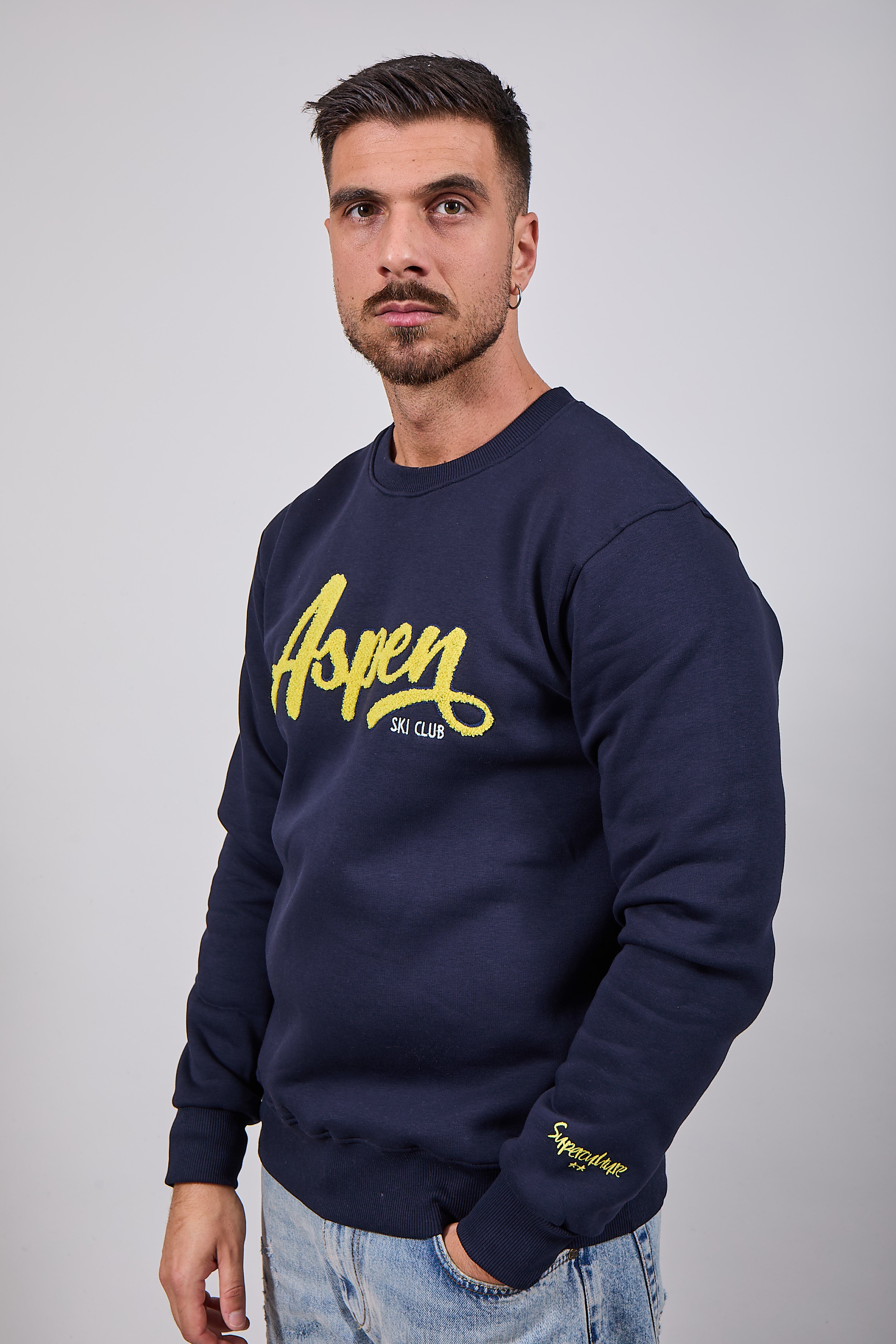 Felpa Superculture Girocollo Blu A1331 (12218688045396)