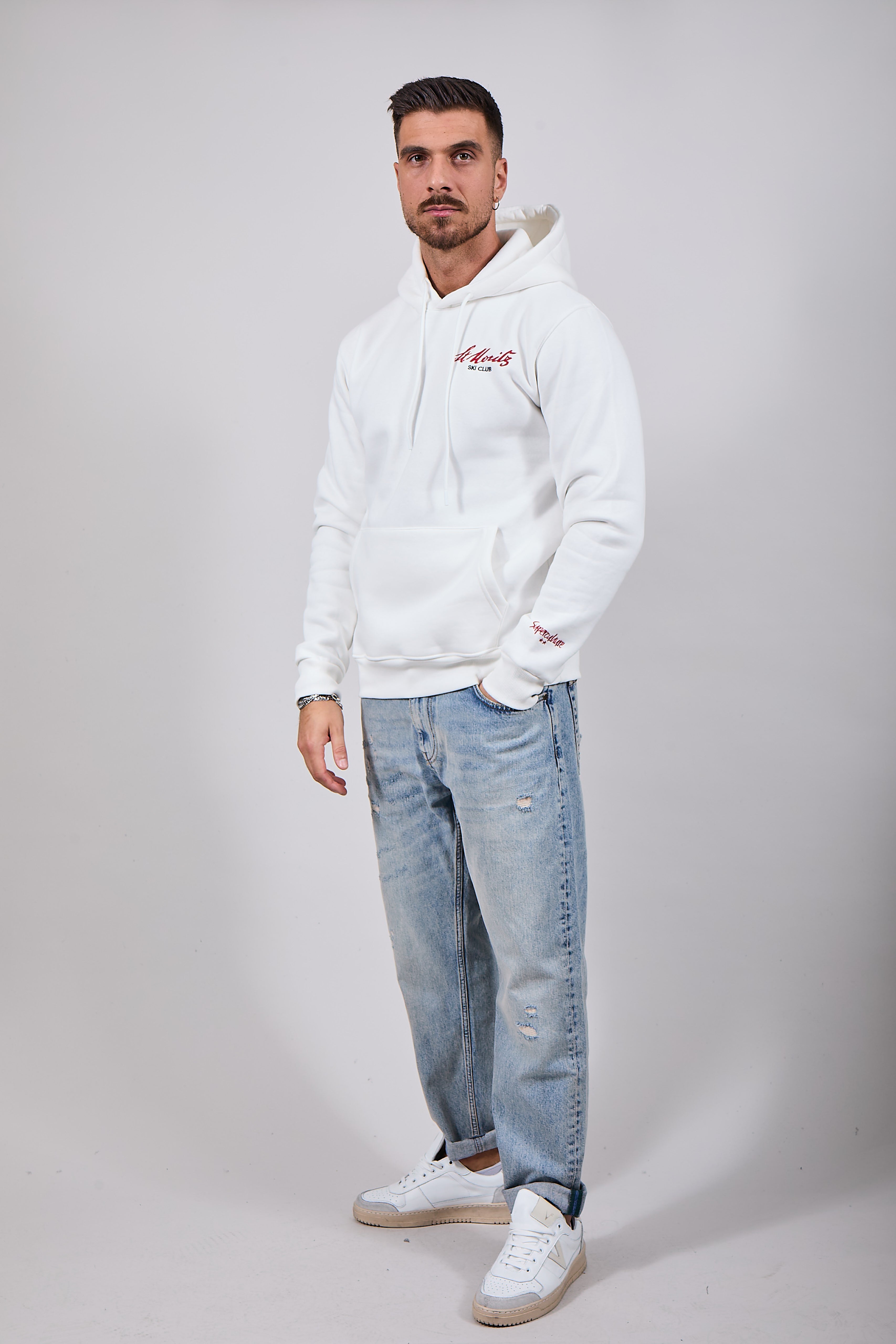 Felpa Superculture Cappuccio Bianca A1313 (12218679165268)