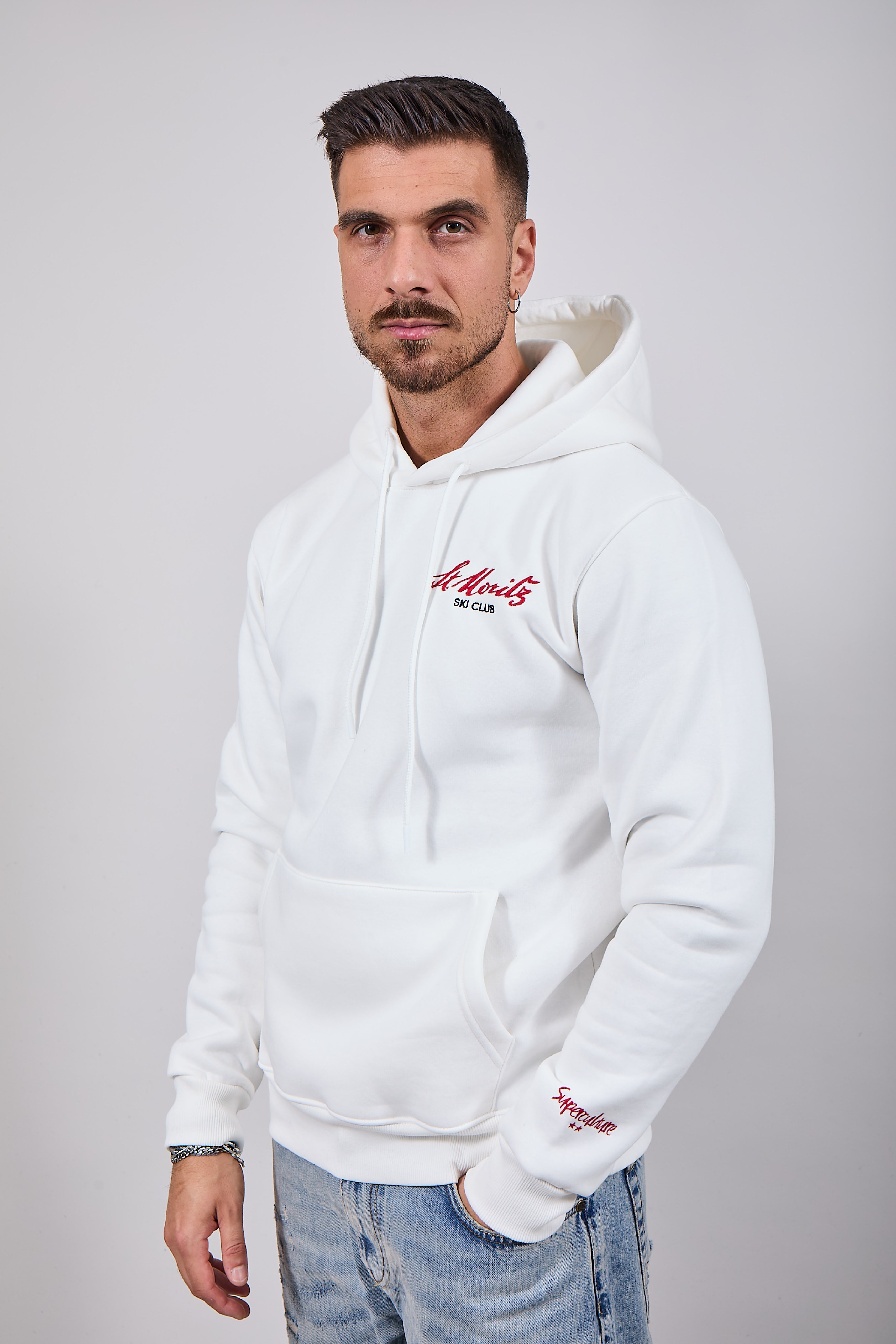 Felpa Superculture Cappuccio Bianca A1313 (12218679165268)