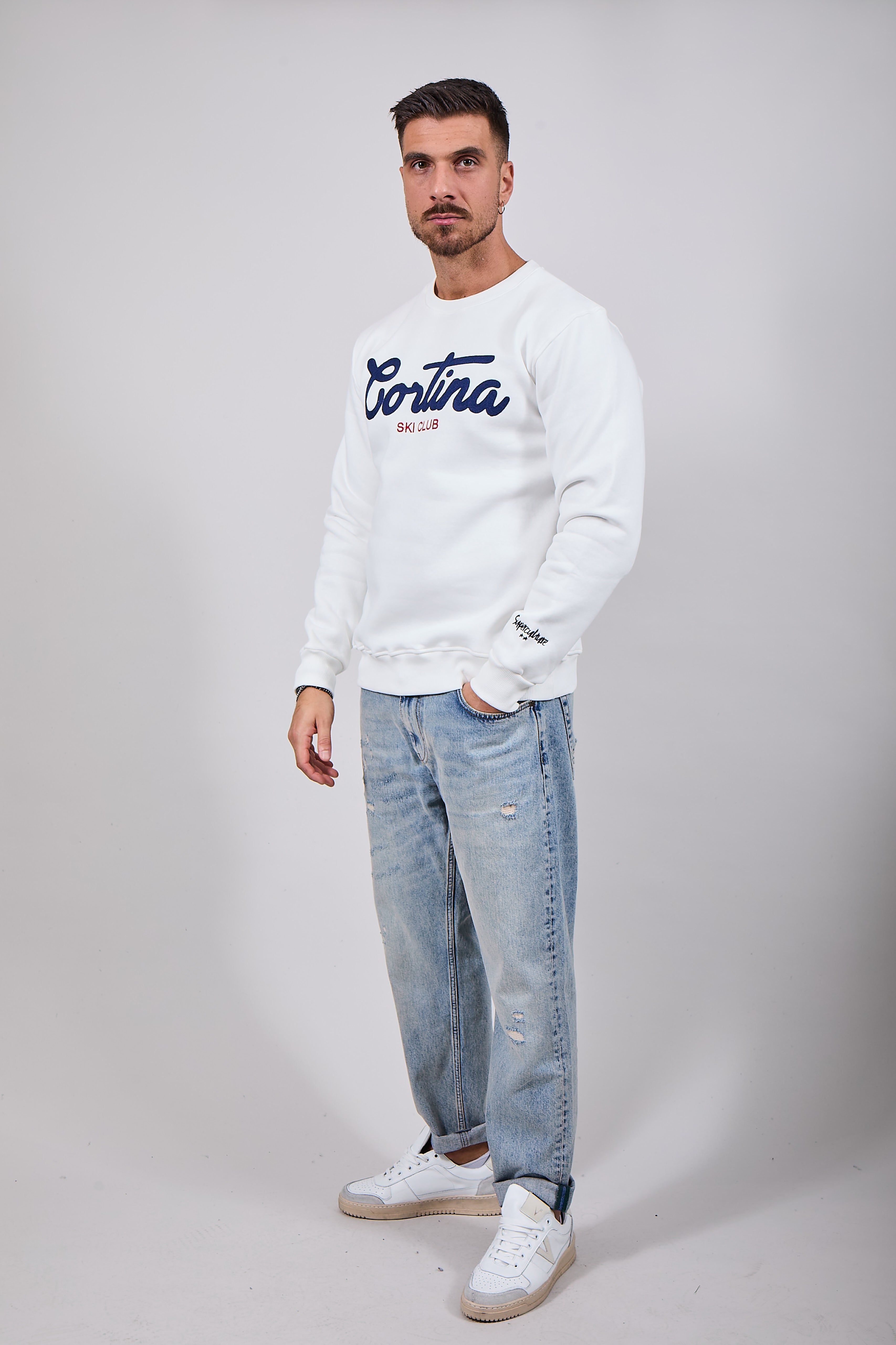 Felpa Superculture Girocollo Bianca A1321 (12218703839572)