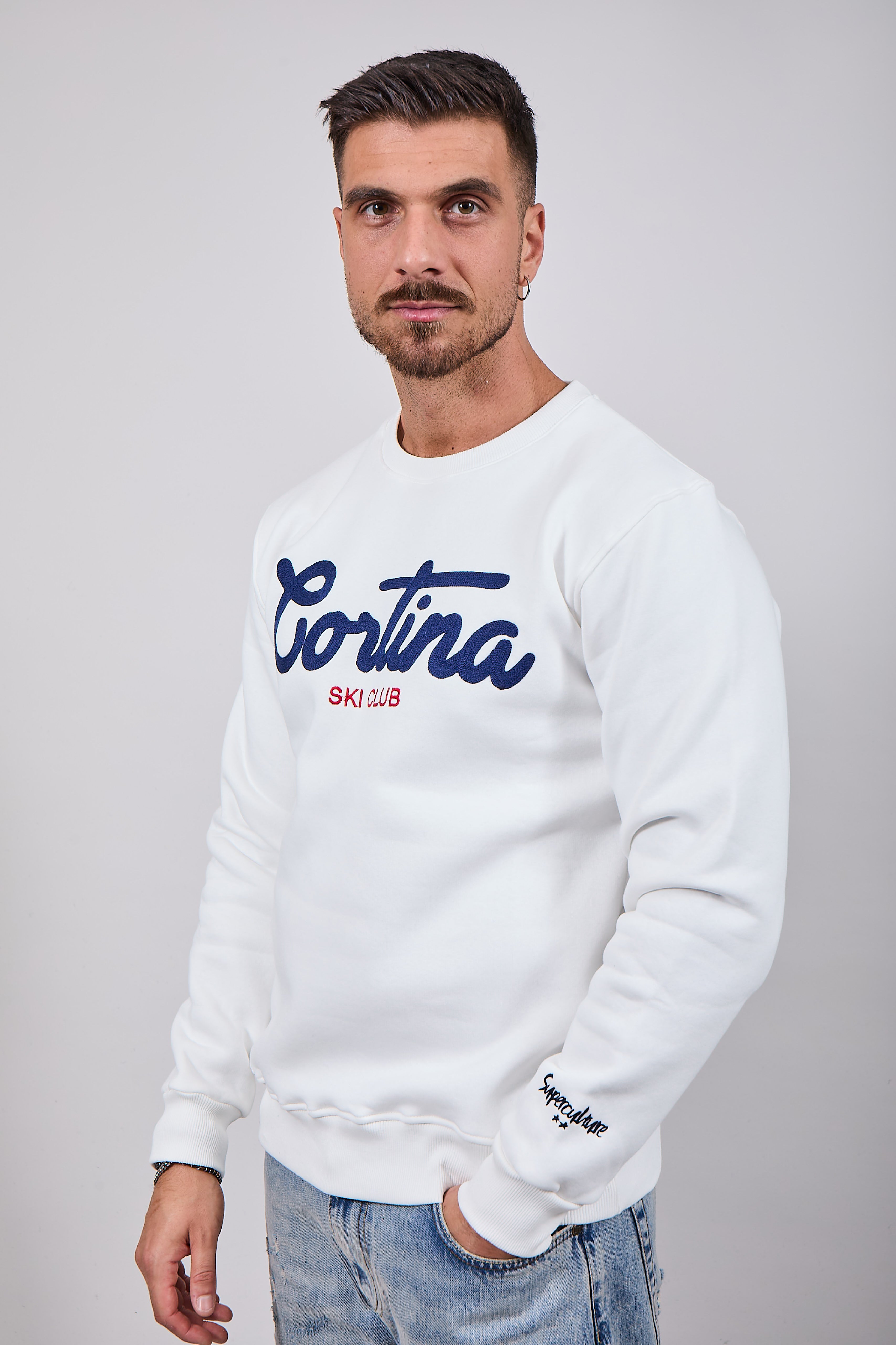 Felpa Superculture Girocollo Bianca A1321 (12218703839572)