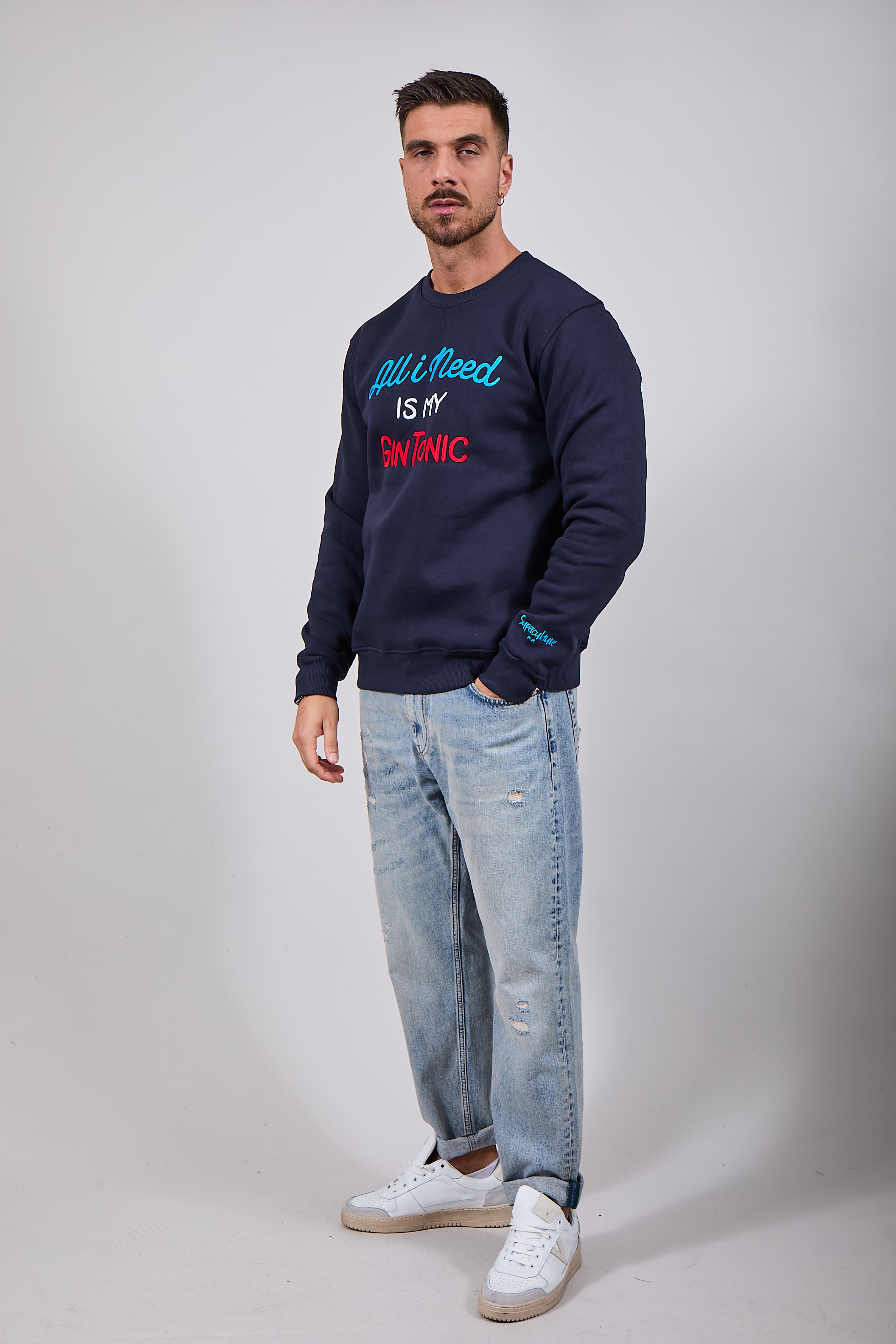 Felpa Superculture Girocollo Blu A1357 (12218666320212)