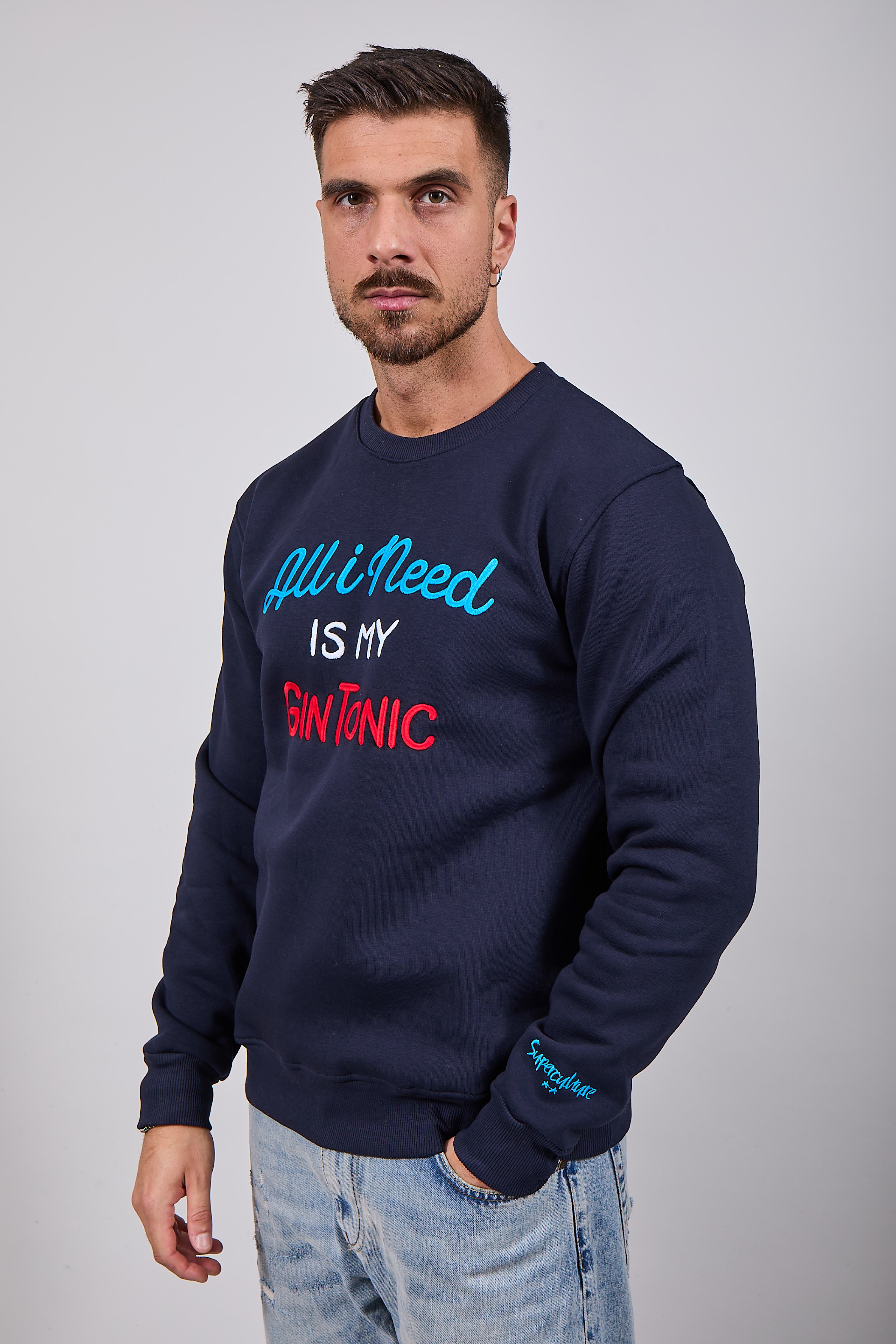 Felpa Superculture Girocollo Blu A1357 (12218666320212)