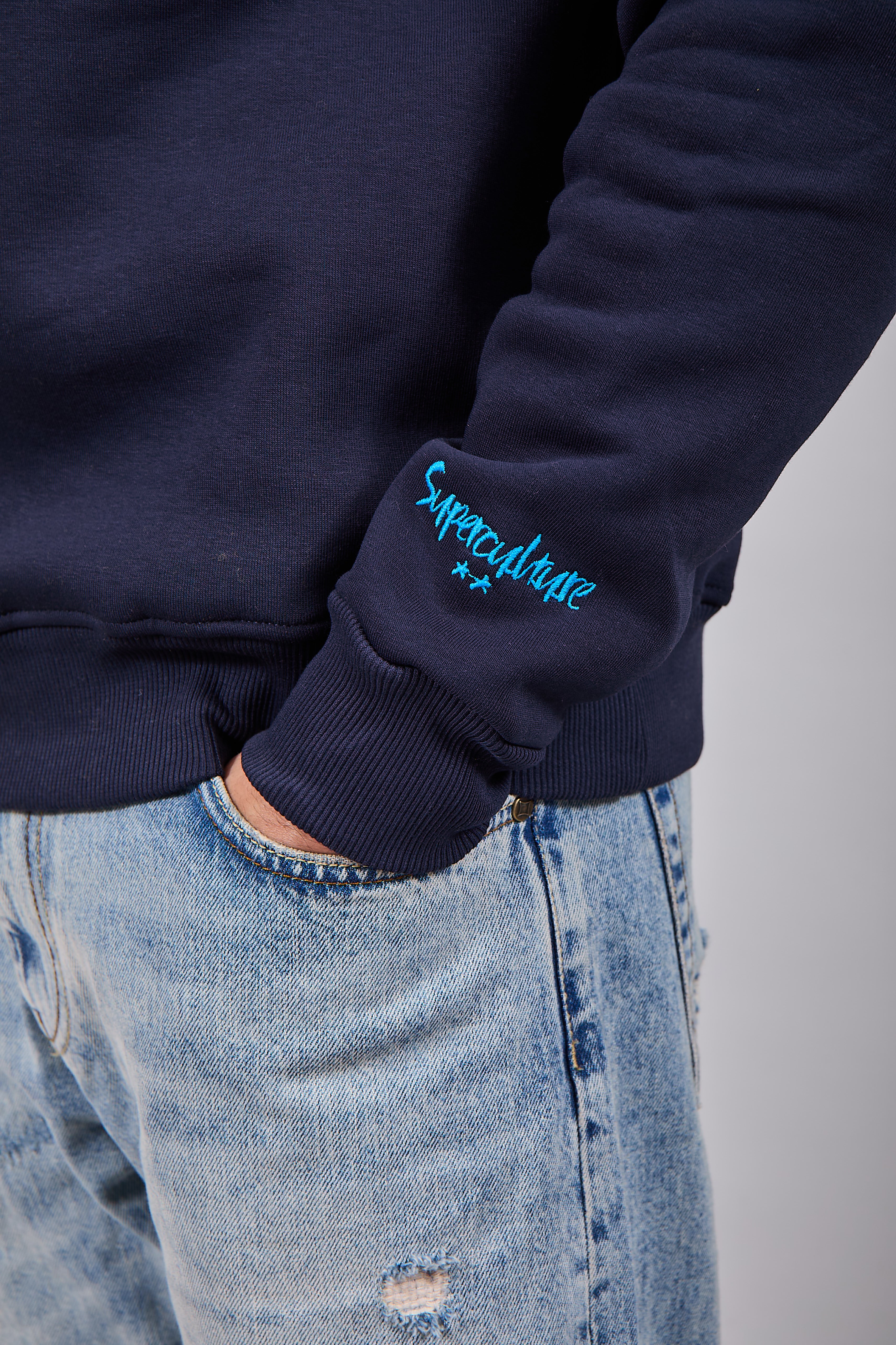 Felpa Superculture Girocollo Blu A1357 (12218666320212)