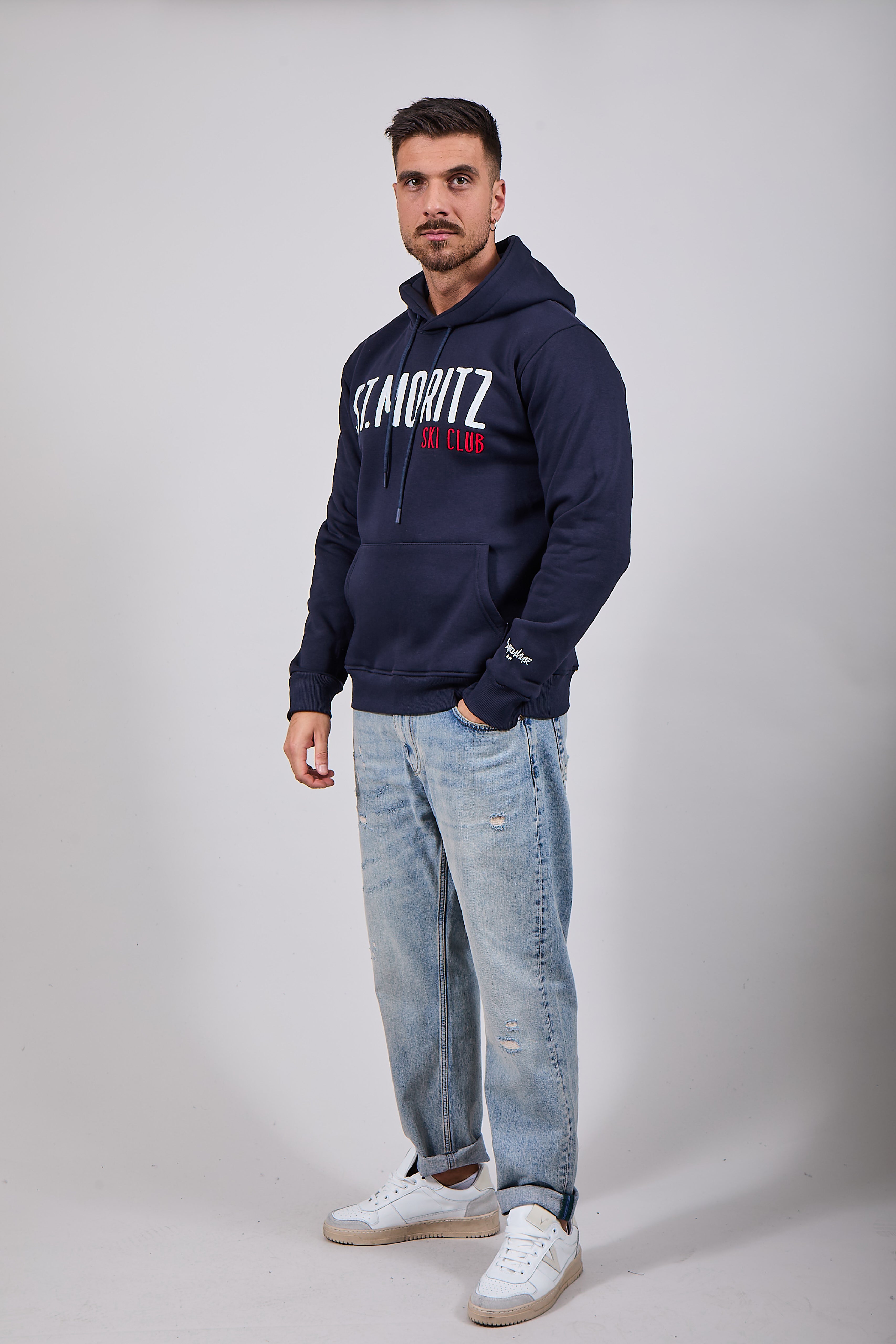 Felpa Superculture Cappuccio Blu A1399 (12218731430228)