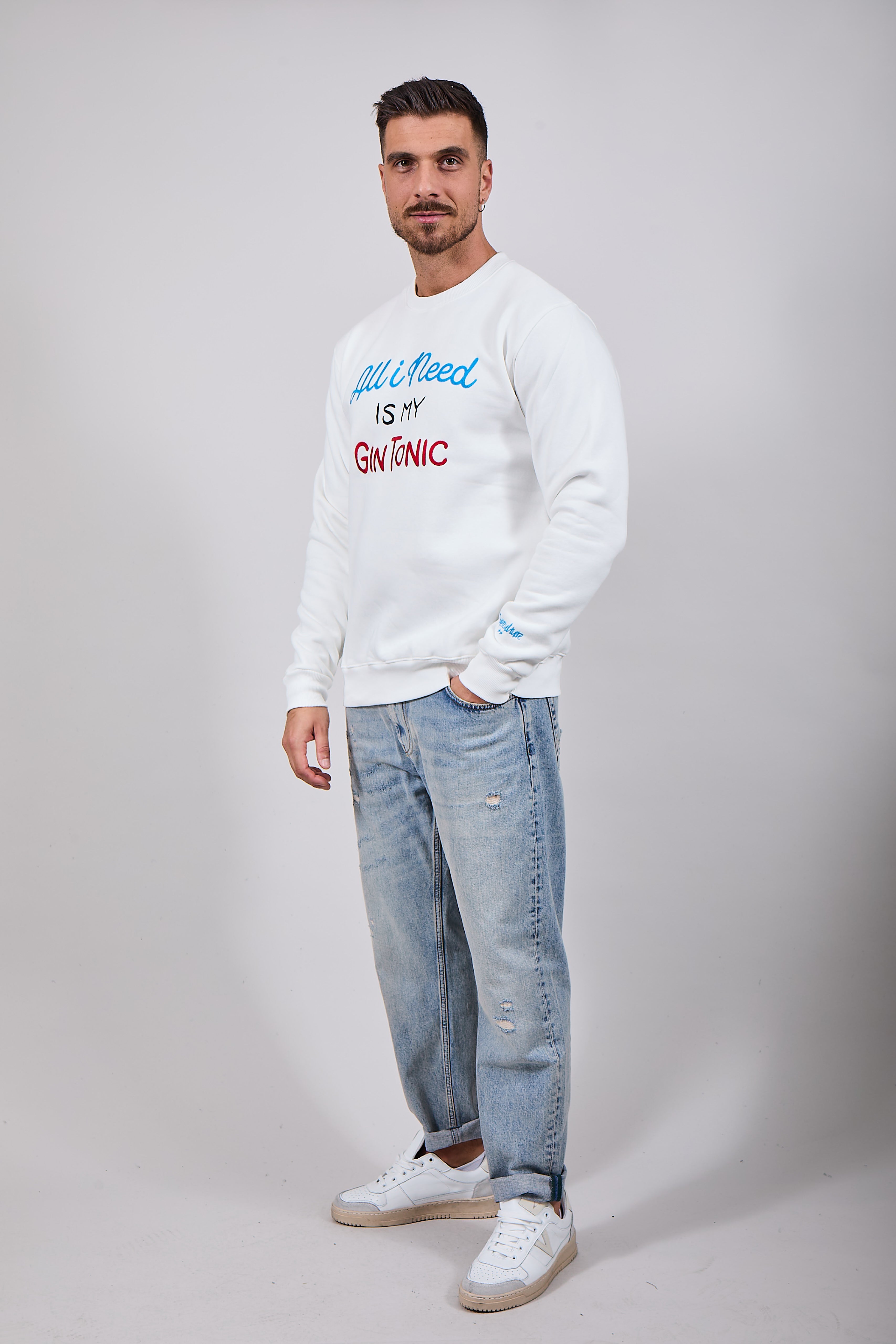 Felpa Superculture Girocollo Bianca A1357 (12218668515668)