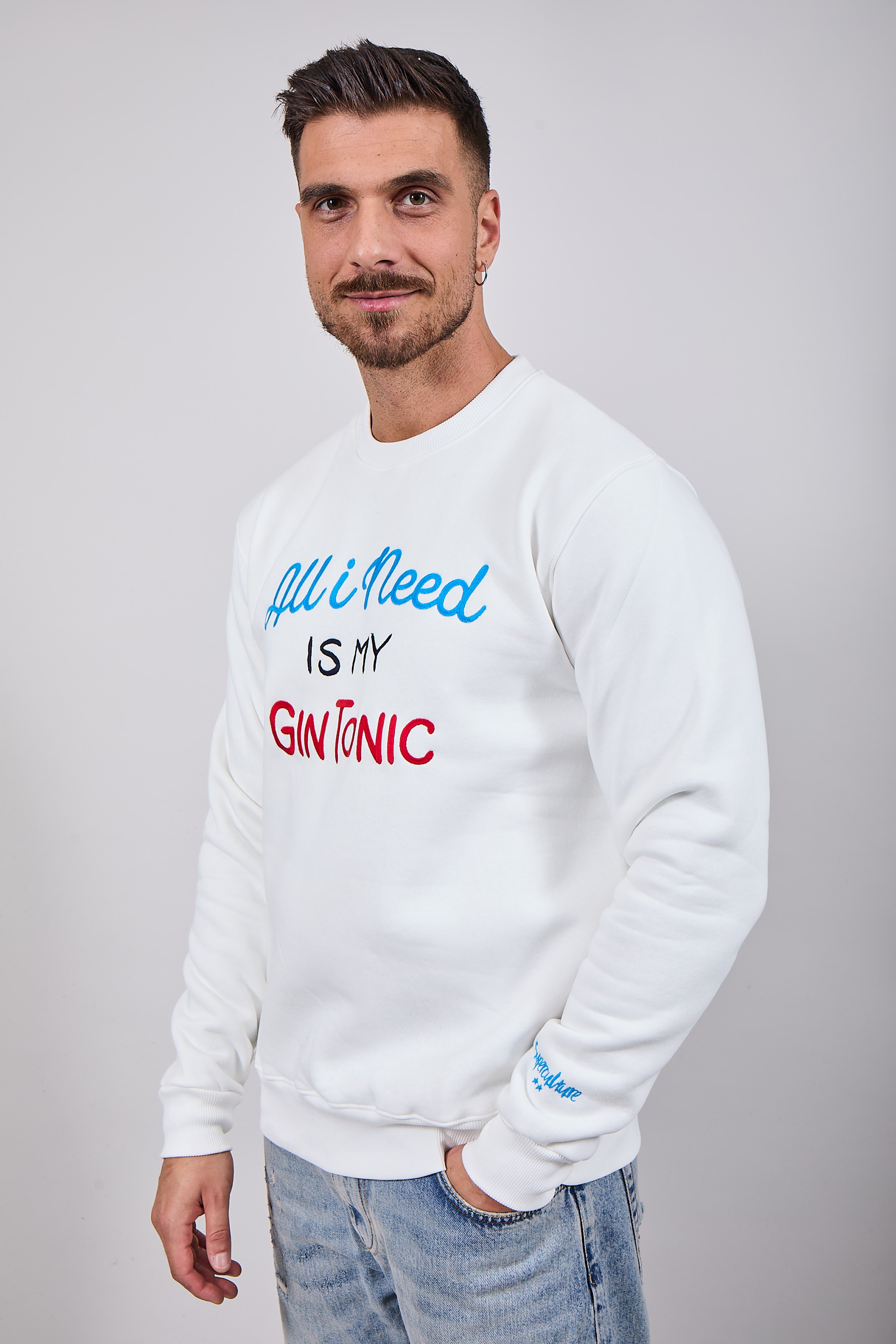 Felpa Superculture Girocollo Bianca A1357 (12218668515668)