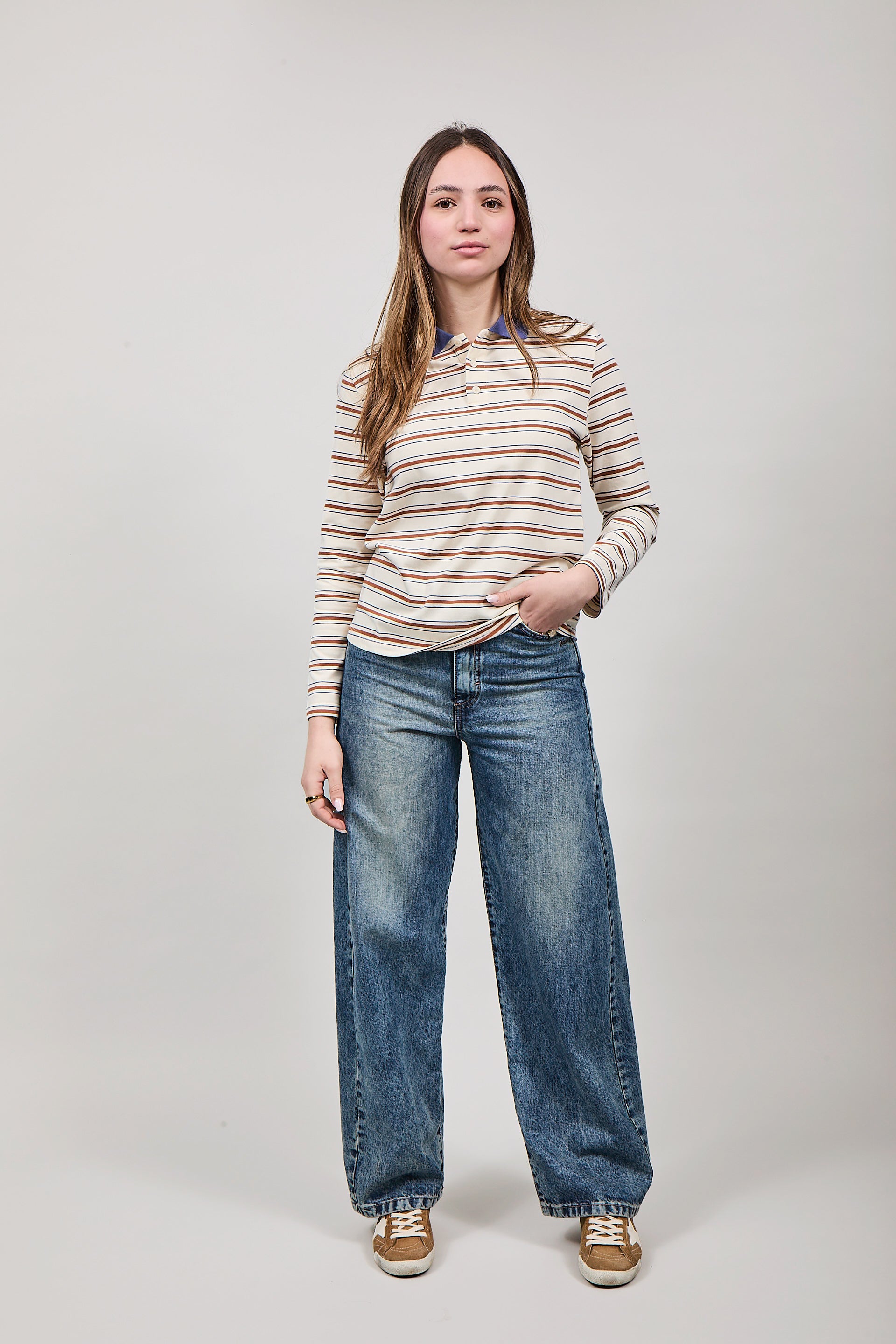 Polo Lumina Rigata Crema