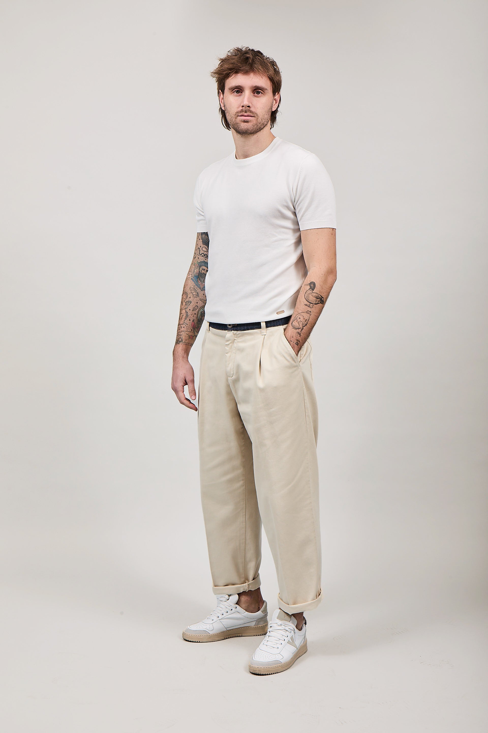 Pantalone cinta denim Berna Panna